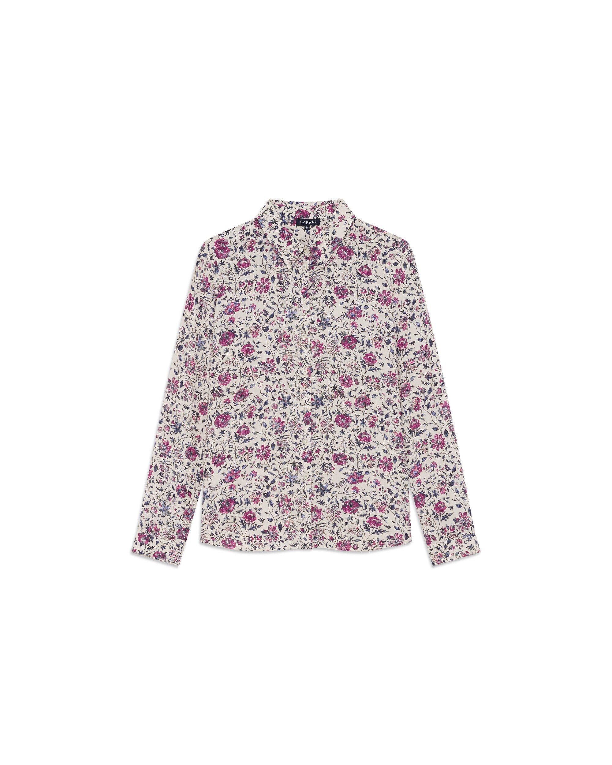 Camisa de mujer con manga larga y estampado floral - Caroll - Crema Crema-4