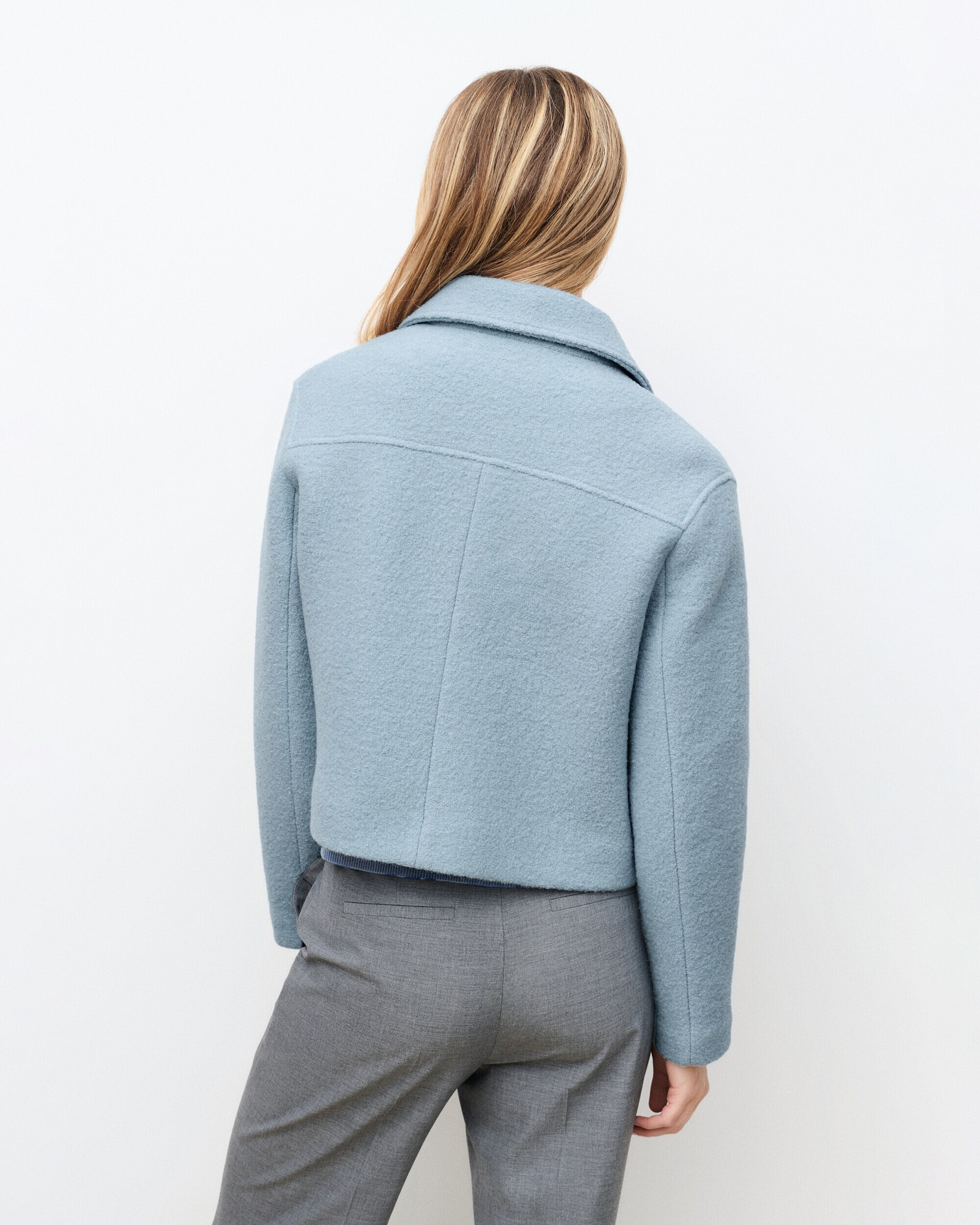 Chaqueta de mujer de corte entallado en lana 100% - Caroll - Azul Azul-2