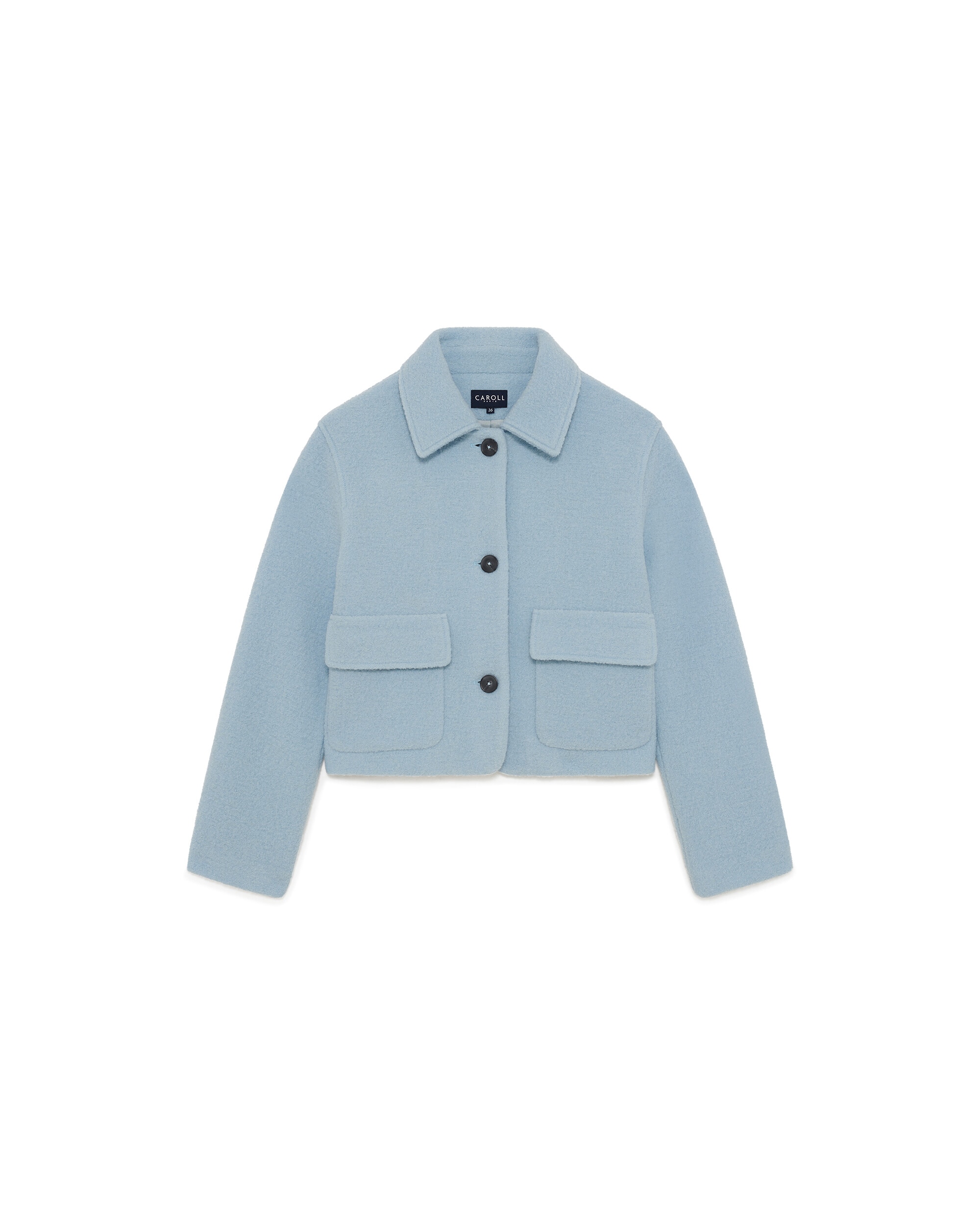 Chaqueta de mujer de corte entallado en lana 100% - Caroll - Azul Azul-4