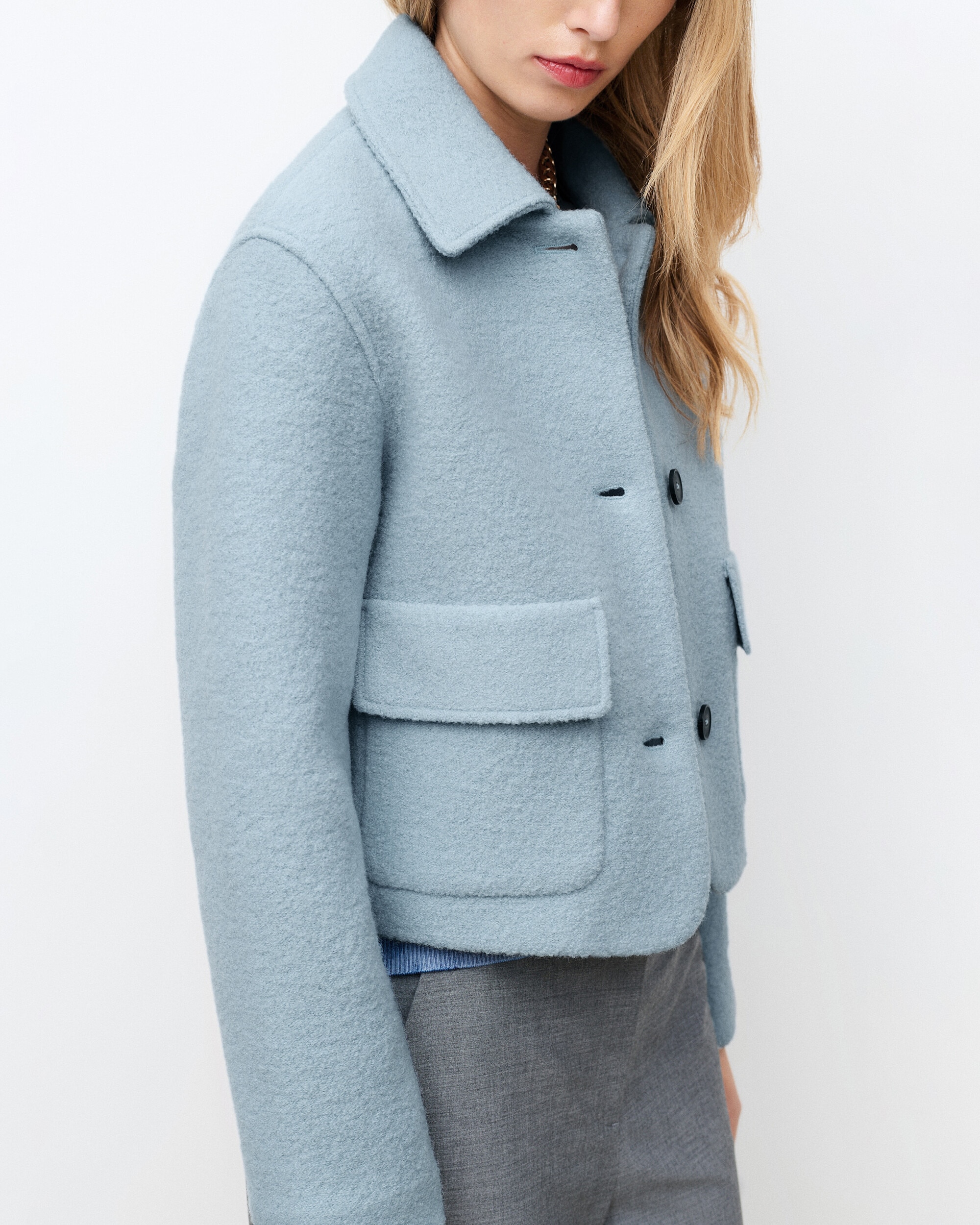 Chaqueta de mujer de corte entallado en lana 100% - Caroll - Azul Azul-3
