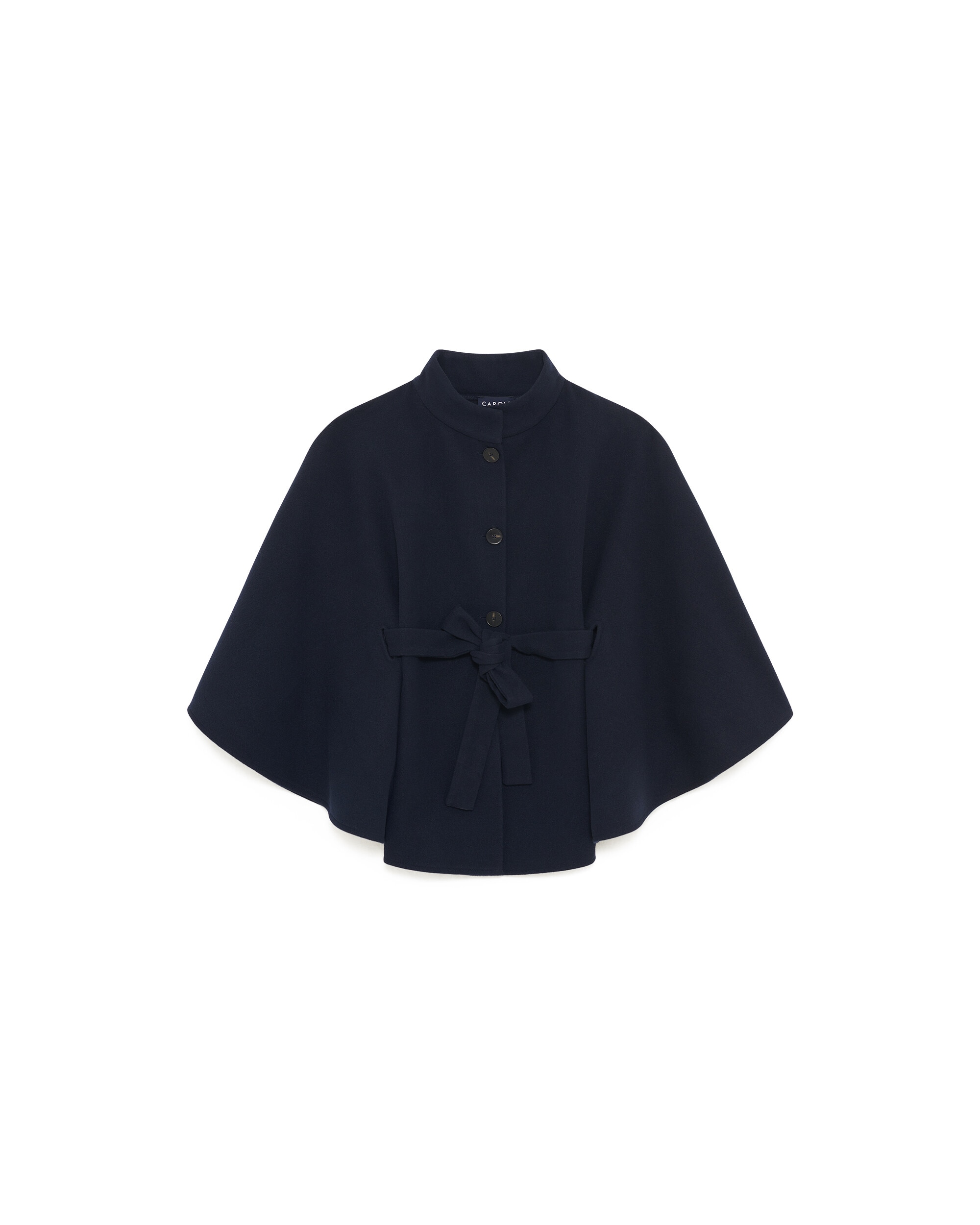 Imagen 4 de Poncho de mujer con cuello alto y cinturón - Caroll - Negro Negro