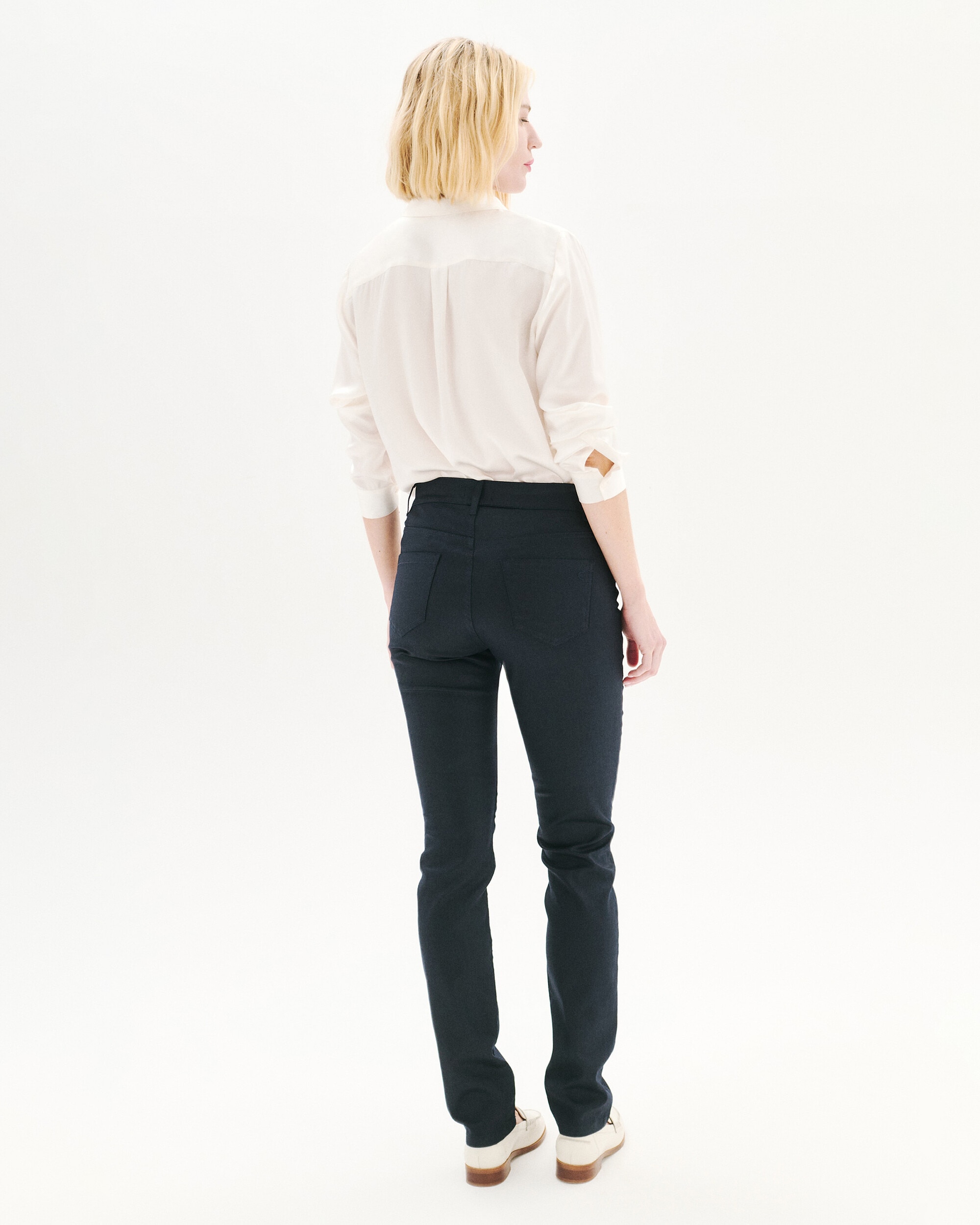 Pantalón de mujer corte slim de talle alto - Caroll - Azul marino Azul marino-2