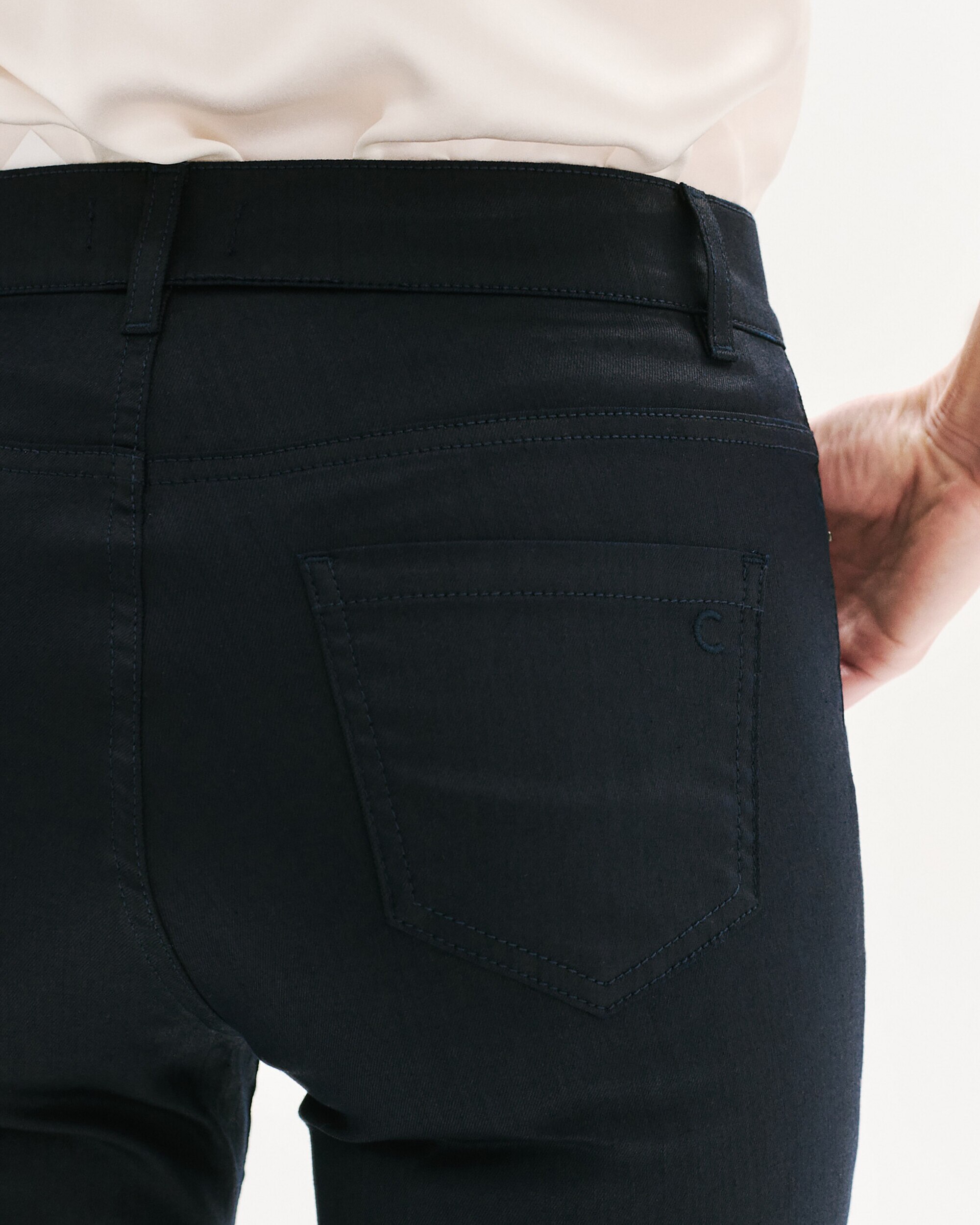 Pantalón de mujer corte slim de talle alto - Caroll - Azul marino Azul marino-3