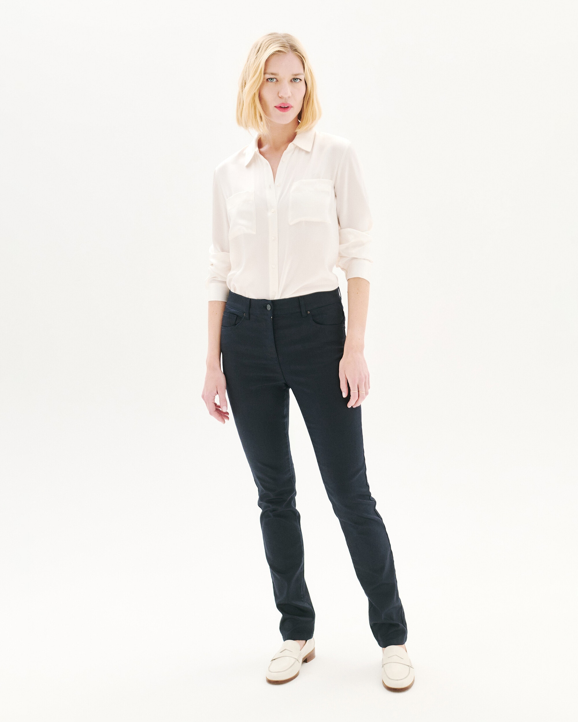 Caroll - Pantalón de mujer corte slim de talle alto.