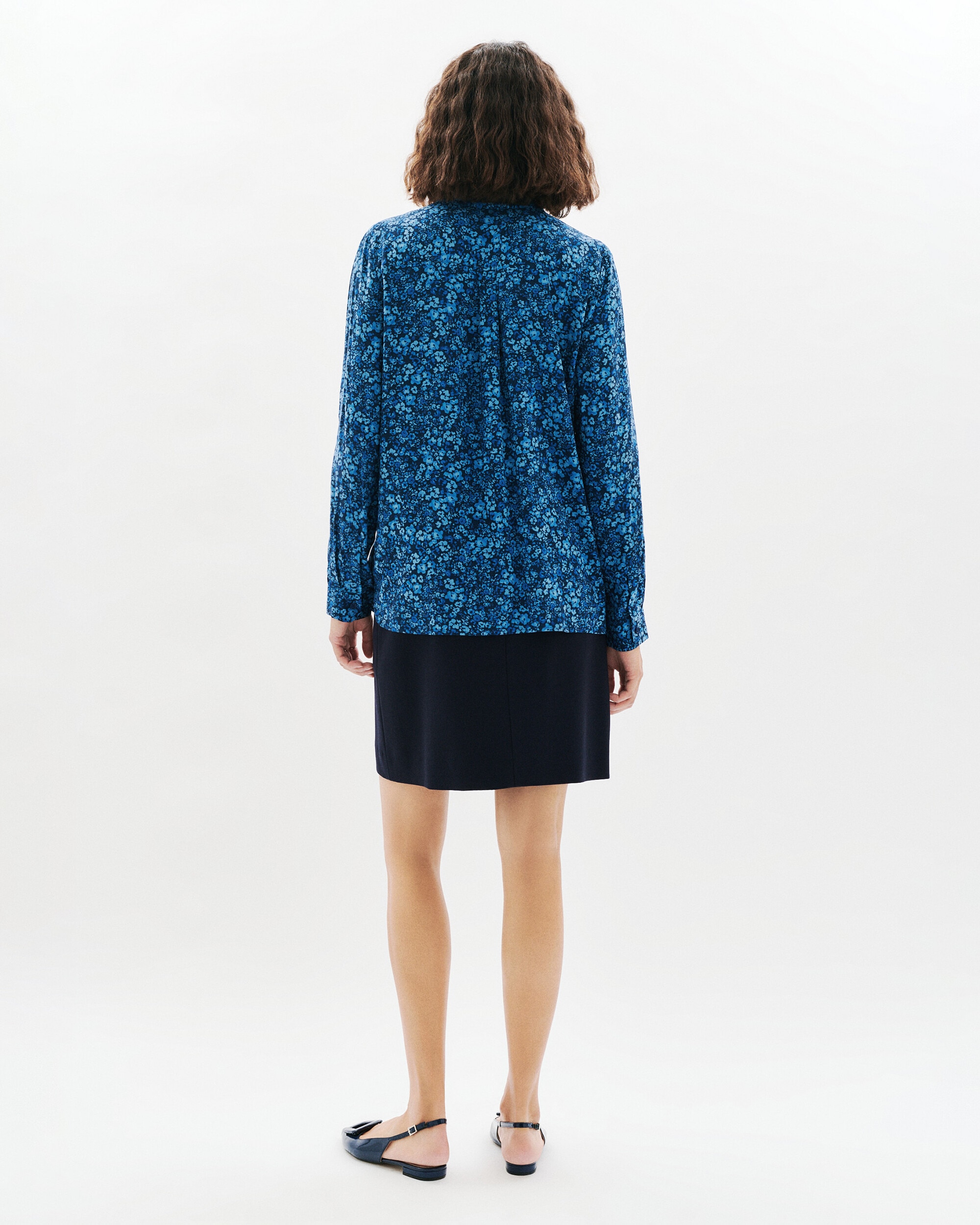 Camisa de mujer con manga larga y estampado floreal - Caroll - Azul marino Azul marino-2