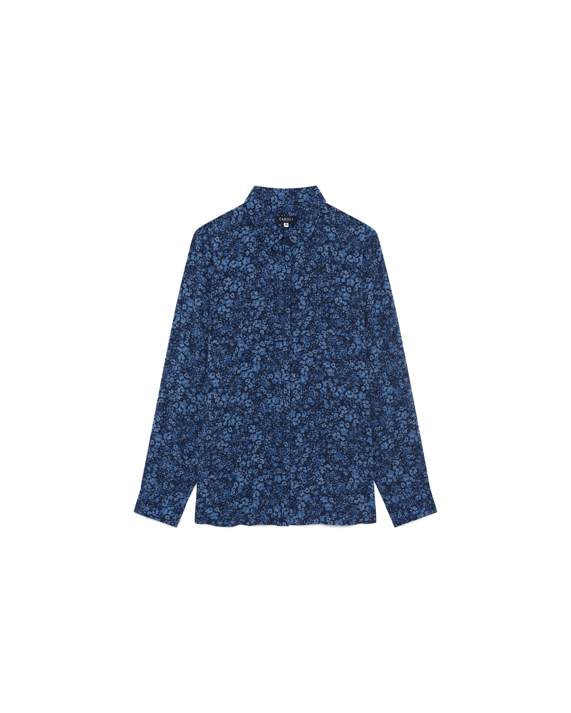 Camisa de mujer con manga larga y estampado floreal - Caroll - Azul marino Azul marino-4