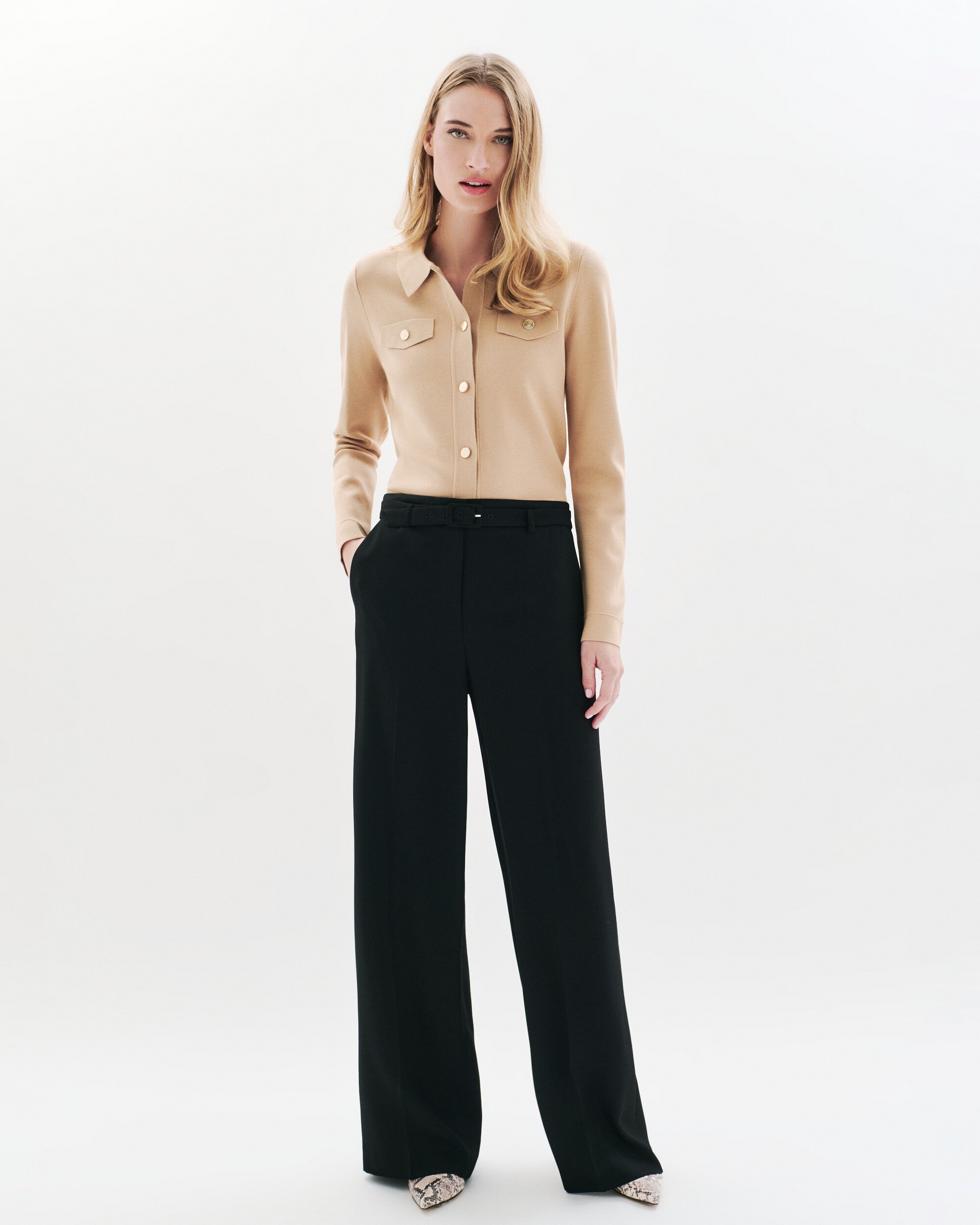 Caroll - Pantalón sartorial de mujer de corte ancho.