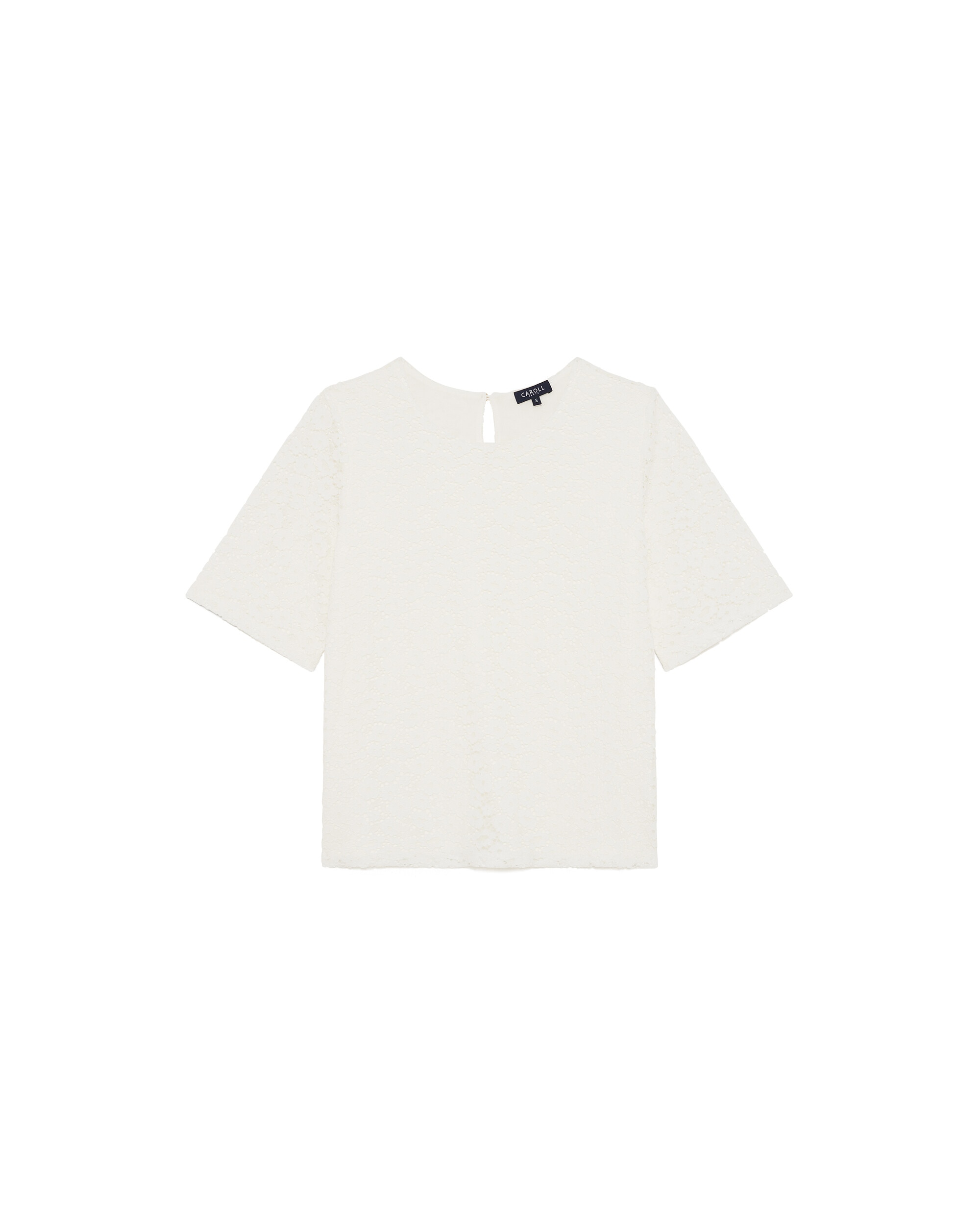 Camiseta de mujer con efecto calado y manga corta - Caroll - Crema Crema-4