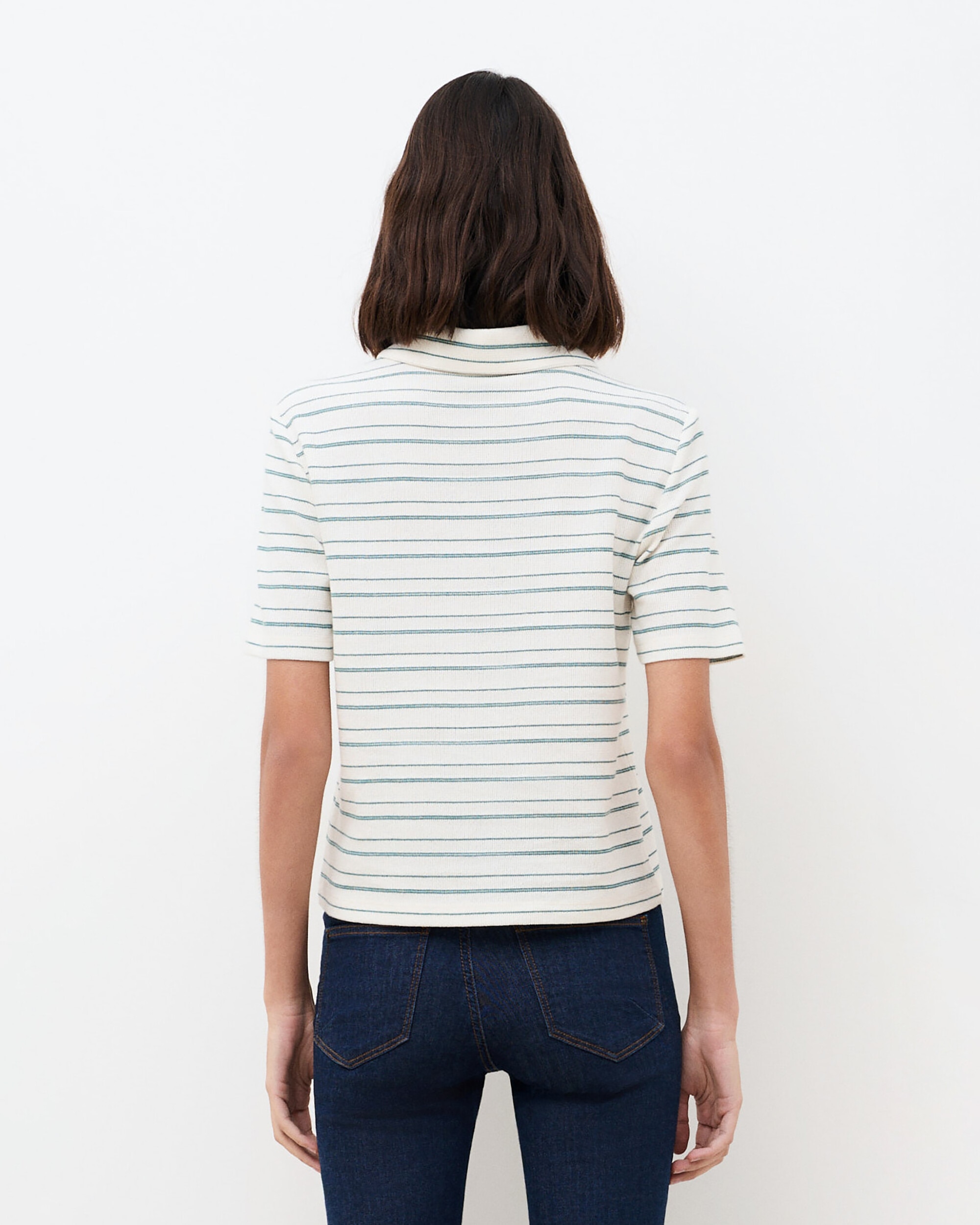 Polo de mujer de mujer con manga corta y estampado de rayas - Caroll - Blanco hielo Blanco hielo-2
