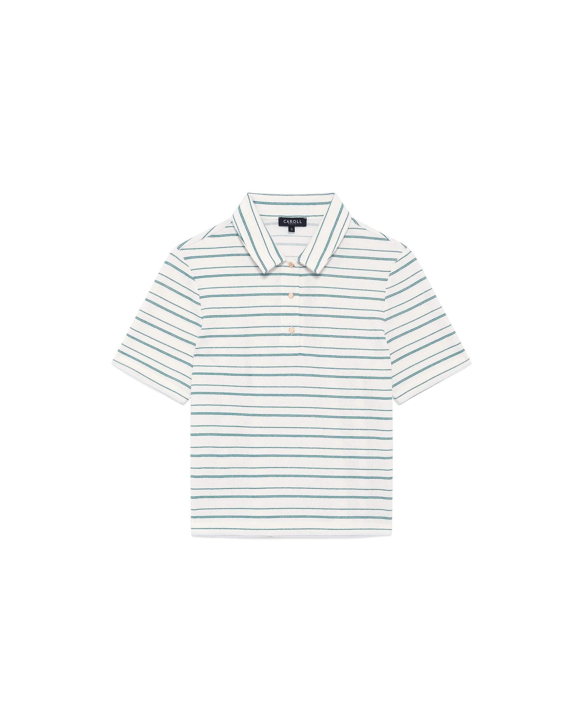 Polo de mujer de mujer con manga corta y estampado de rayas - Caroll - Blanco hielo Blanco hielo-4