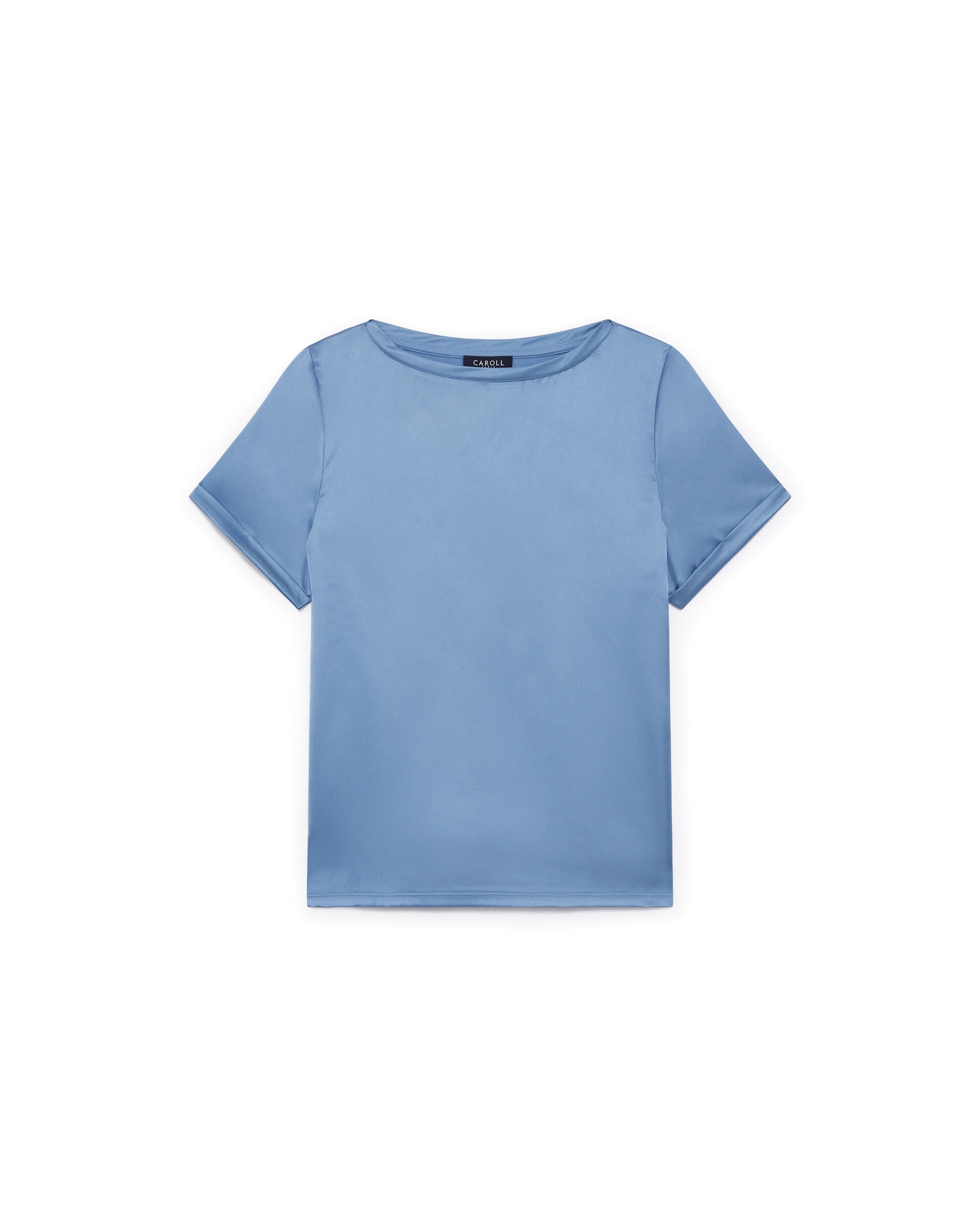 Camiseta de mujer de mujer con manga corta efecto remangado - Caroll - Azul claro Azul claro-4