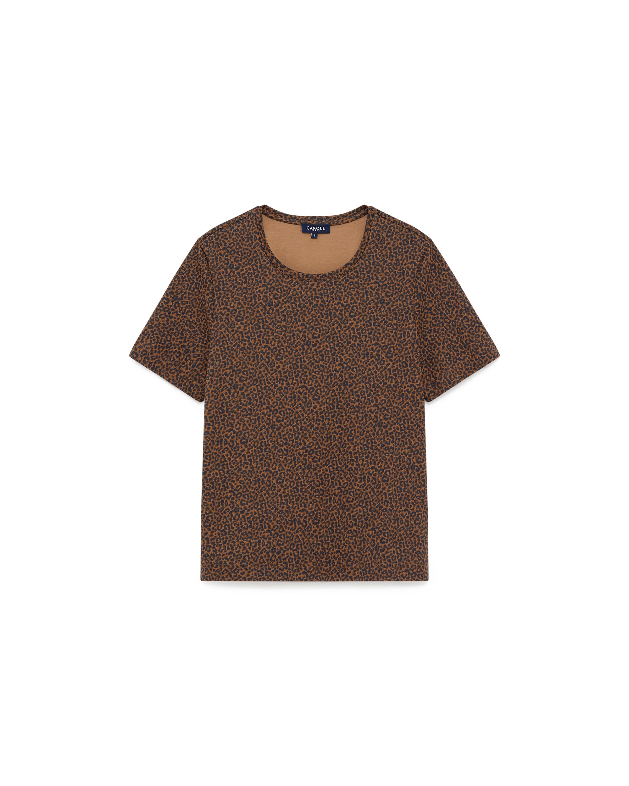 Camiseta de mujer de mujer con manga crota y estampado animalier - Caroll - Marrón Marrón-4