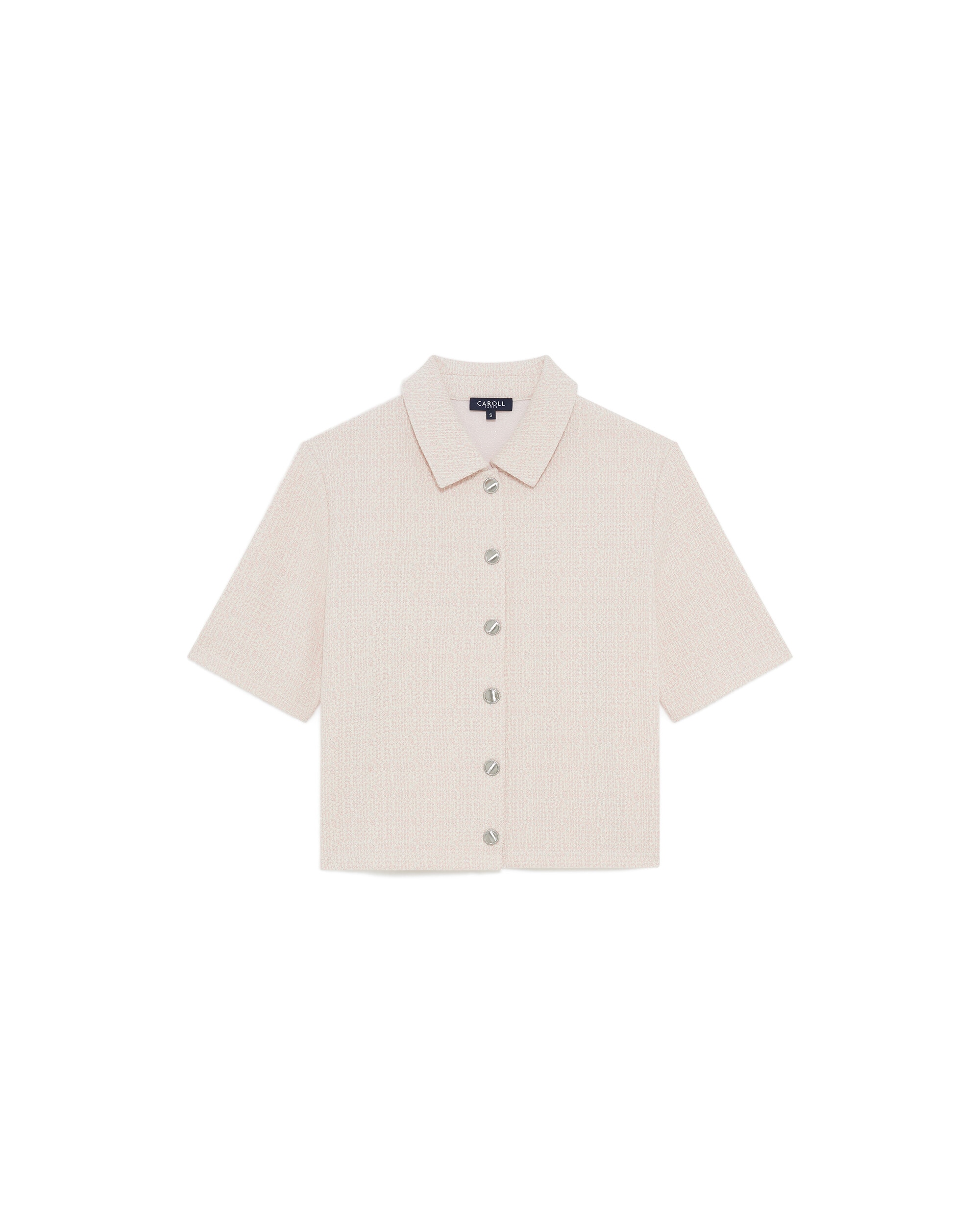 Camisa de mujer de mujer en punto con detalles metalizados - Caroll - Rosa claro Rosa claro-4