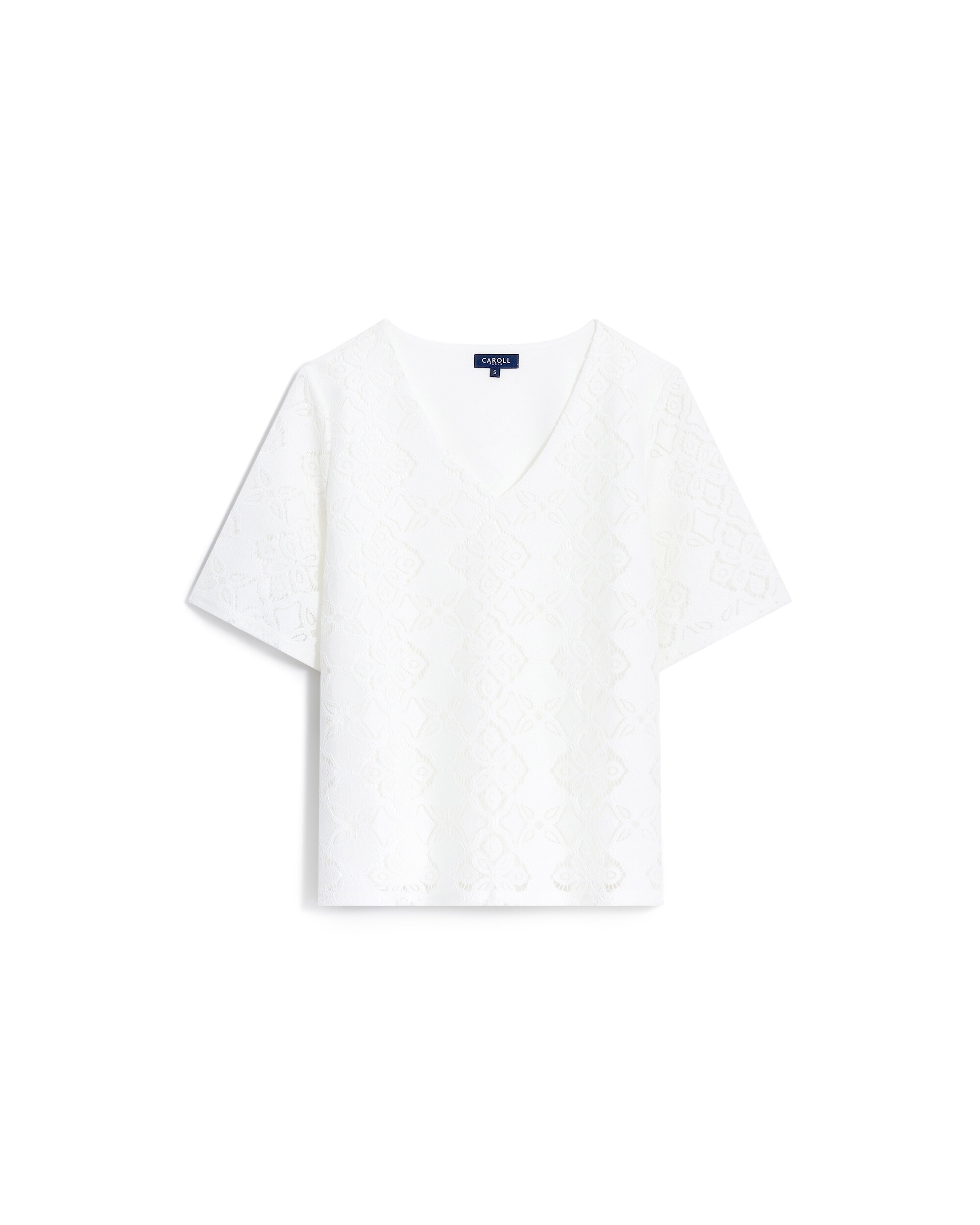Camiseta de mujer con escote pico y efecto calado - Caroll - Natural Natural-4