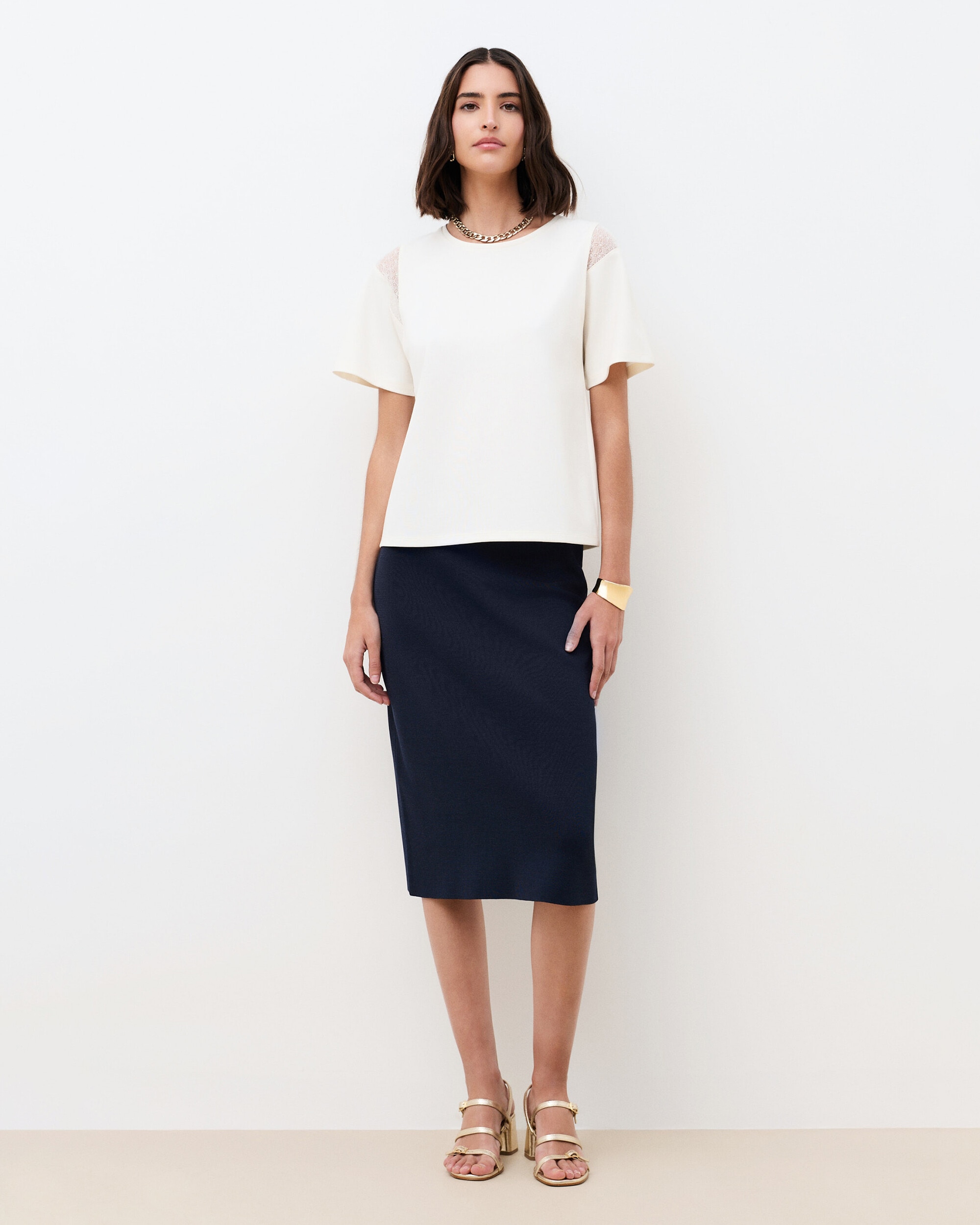 Caroll - Camiseta de mujer de mujer con manga corta y escote barco.