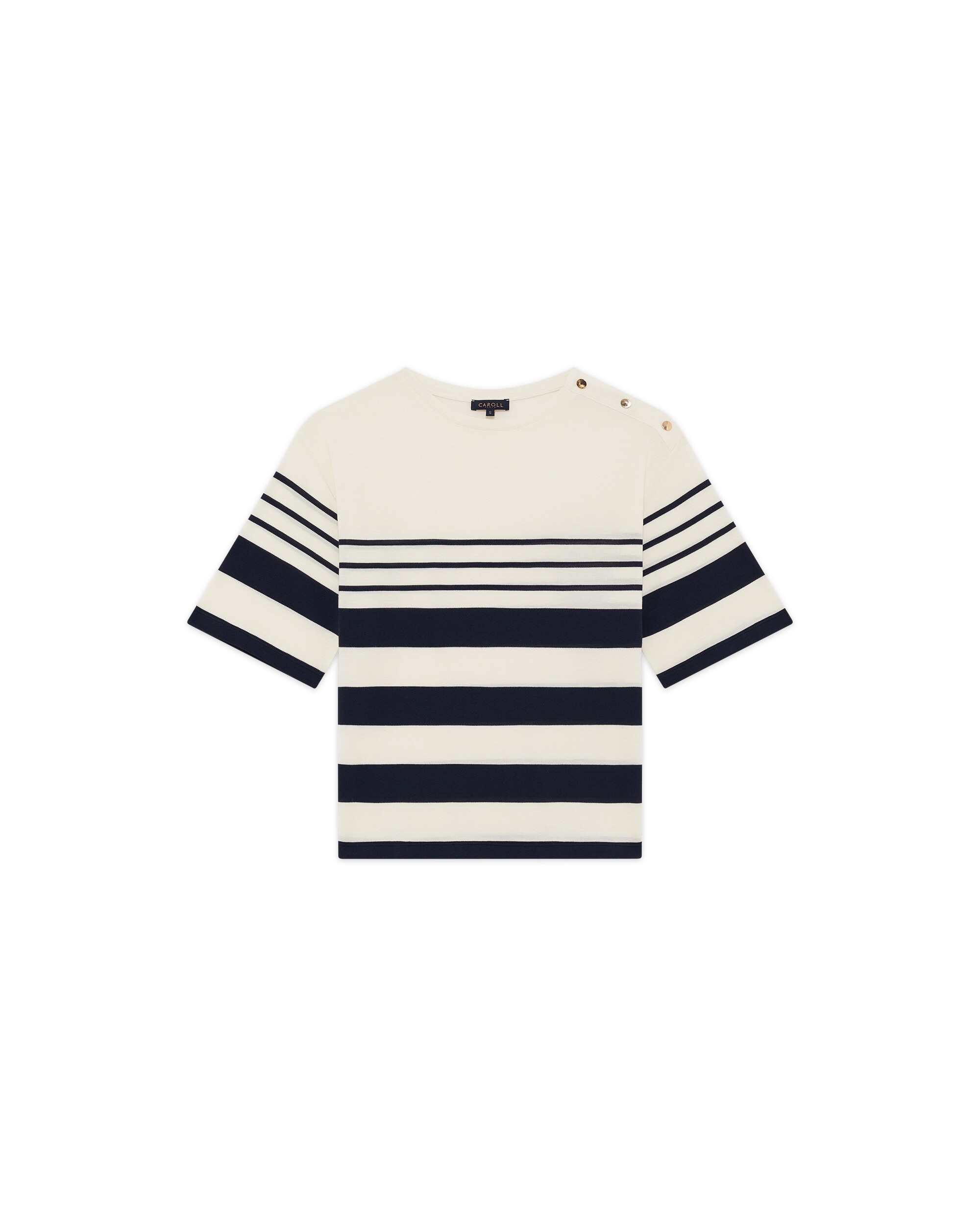 Camiseta de mujer con manga francesa y estampado de rayas - Caroll - Azul Azul-4