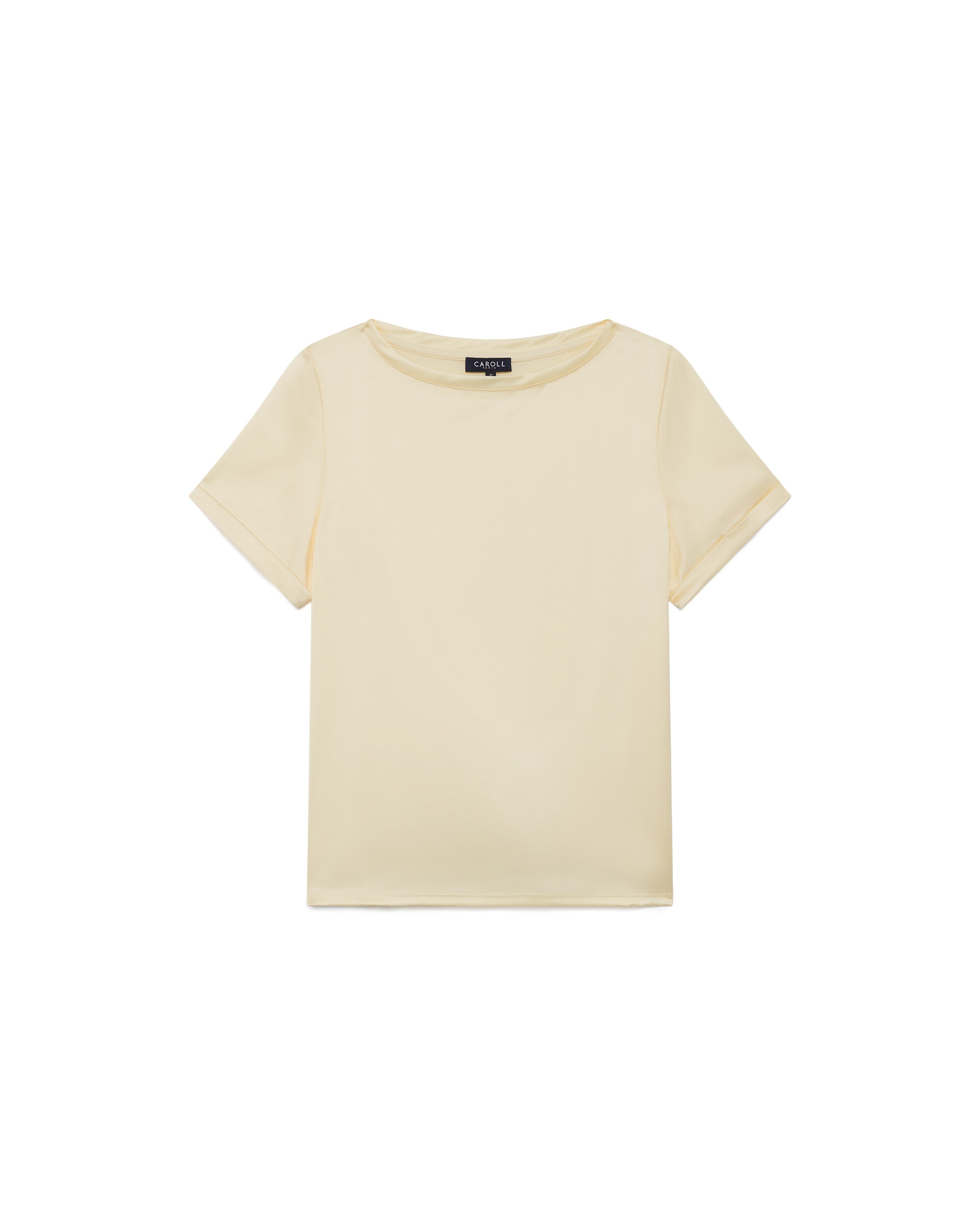 Camiseta de mujer de mujer con manga corta efecto remangado - Caroll - Amarillo Amarillo-4