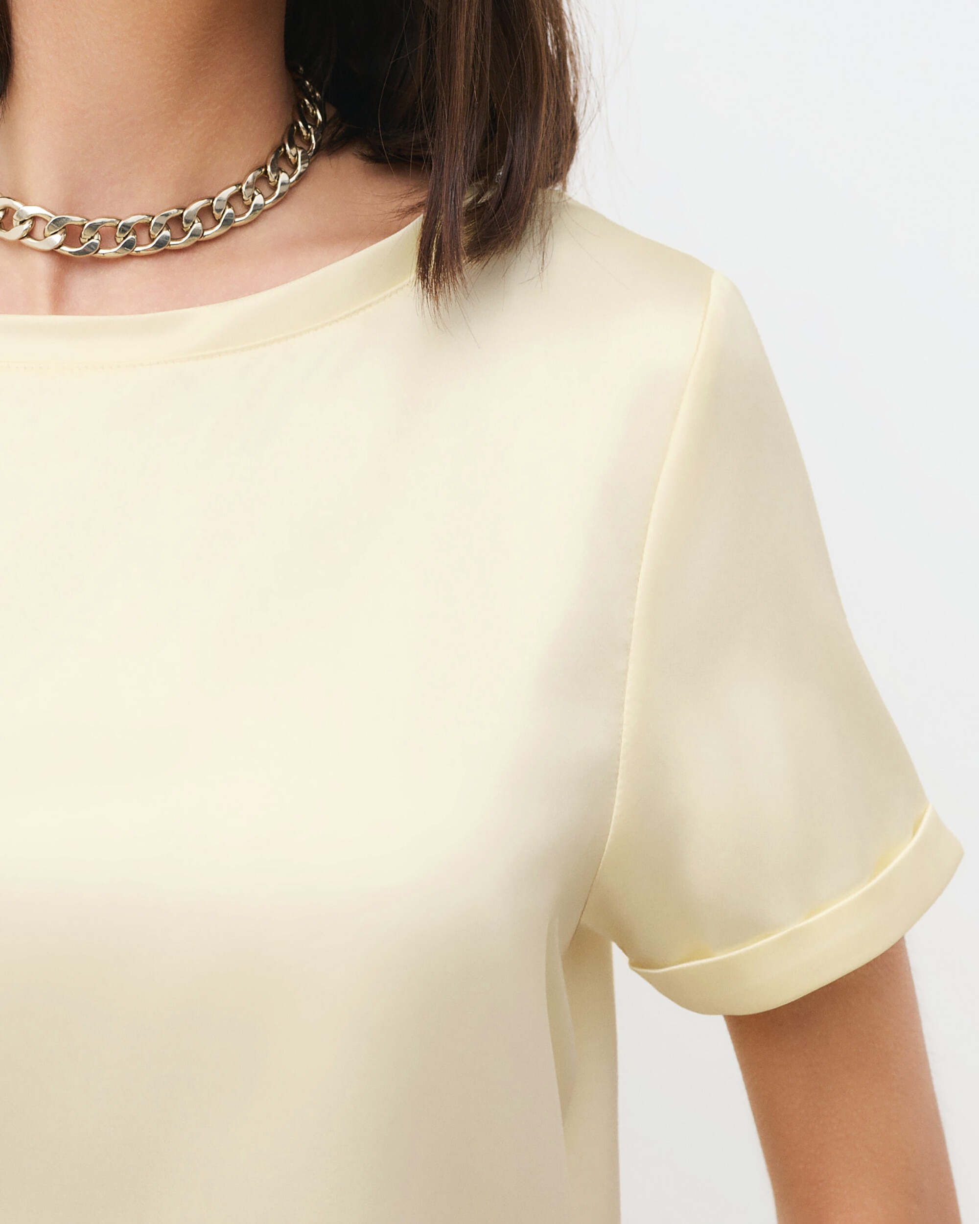 Camiseta de mujer de mujer con manga corta efecto remangado - Caroll - Amarillo Amarillo-3
