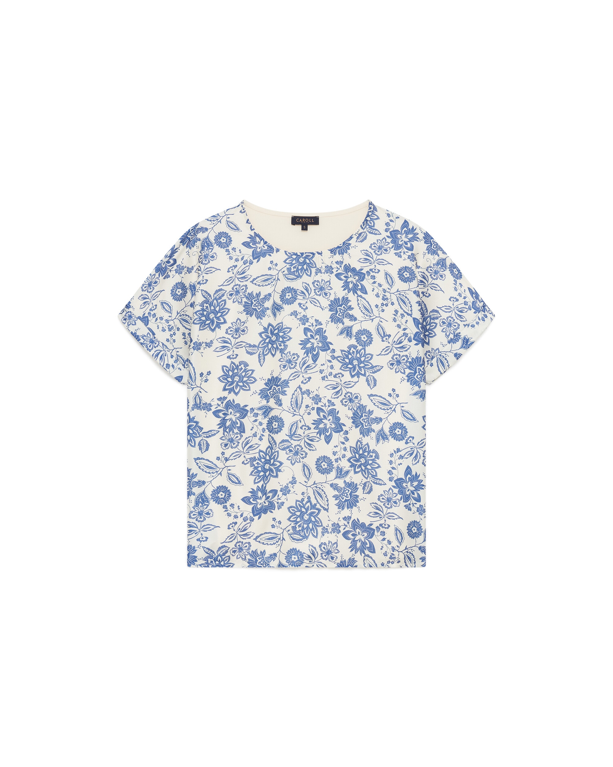 Camiseta de mujer con manga corta y estampado floral - Caroll - Azul Azul-4