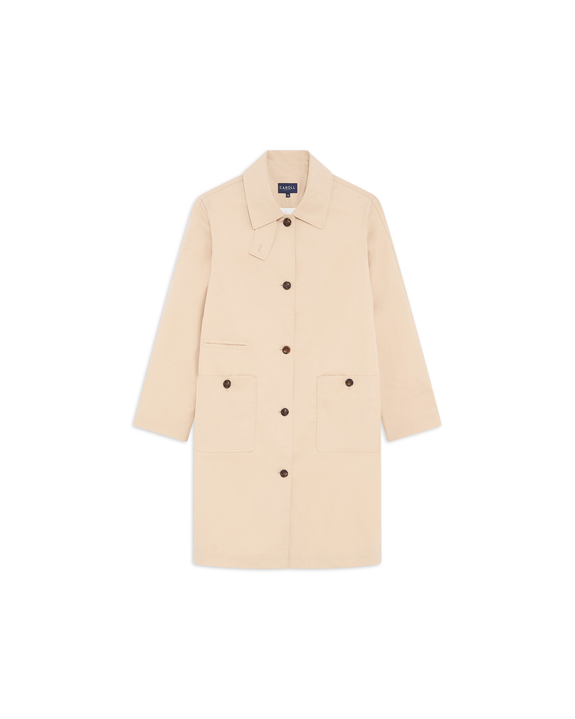 Gabardina de mujer de mujer con cierre de botones y cuello mao - Caroll - Beige Beige-4