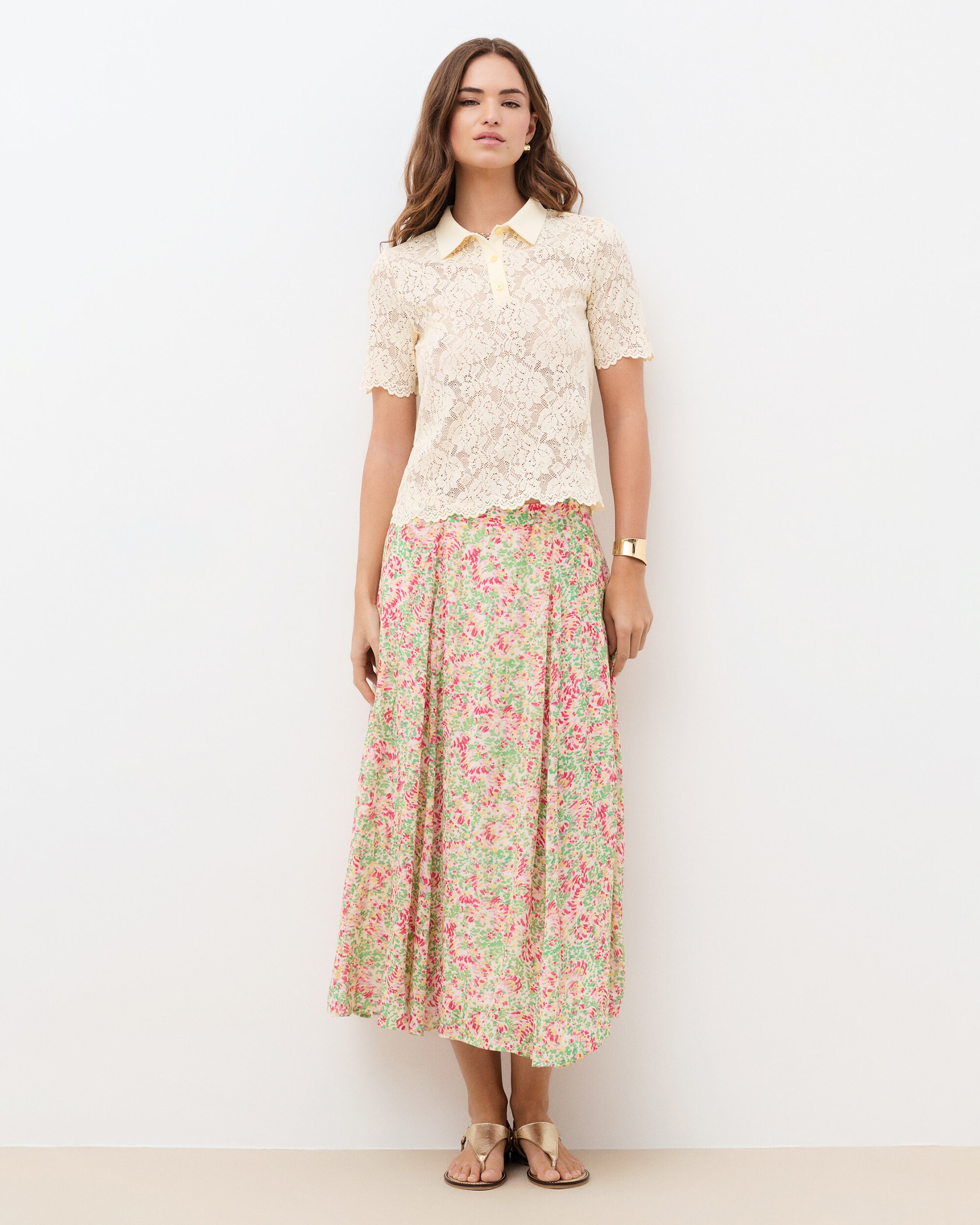 Caroll - Polo de mujer con efecto calado y manga corta.