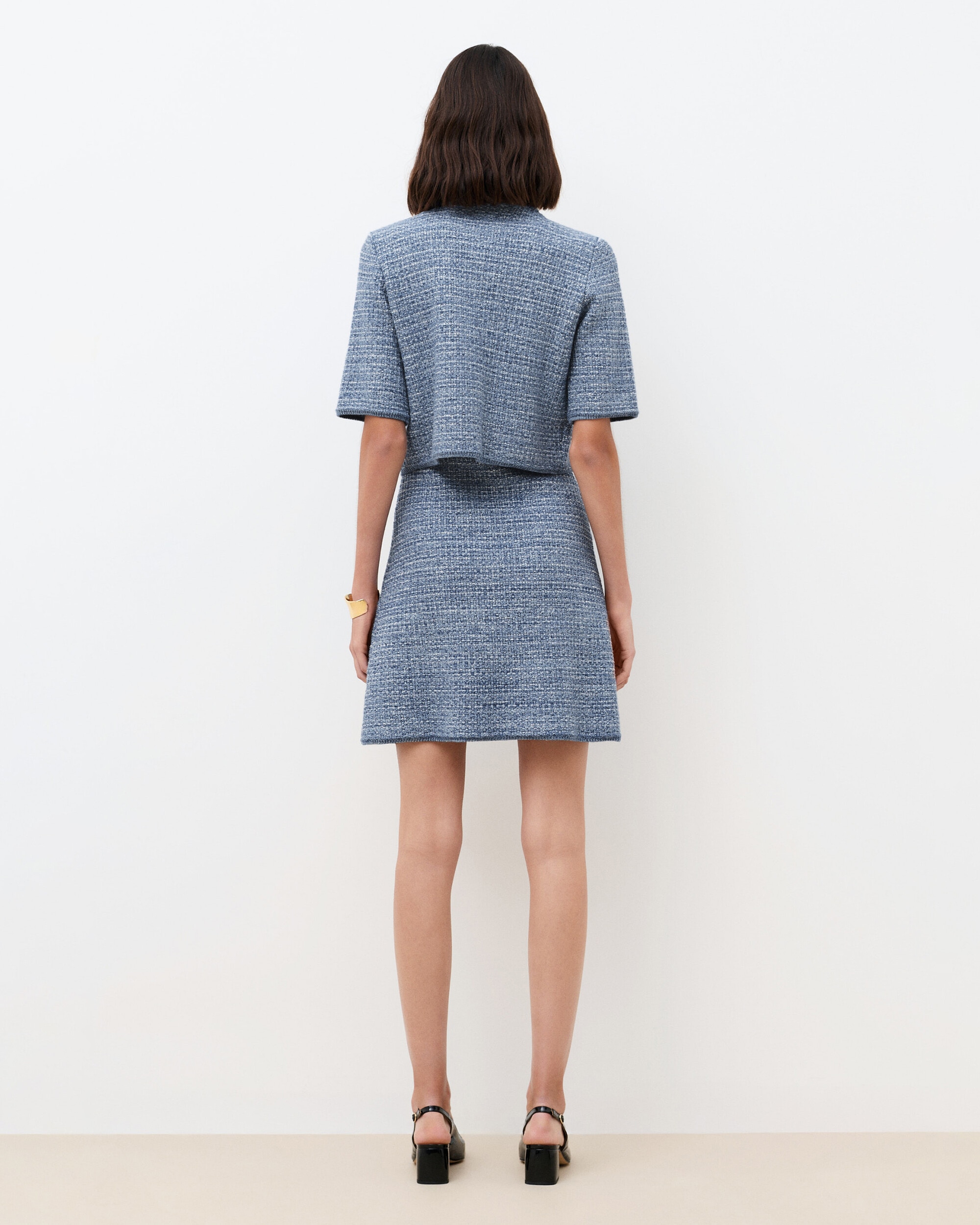 Chaqueta de mujer de mujer con manga corta y detalles metalizados - Caroll - Azul claro Azul claro-2