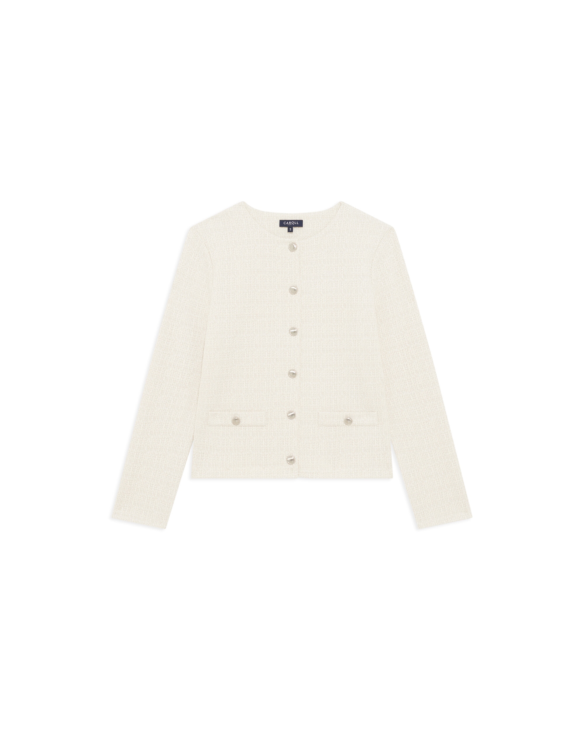 Chaqueta de mujer con bolsillos de corte entallado - Caroll - Crema Crema-4