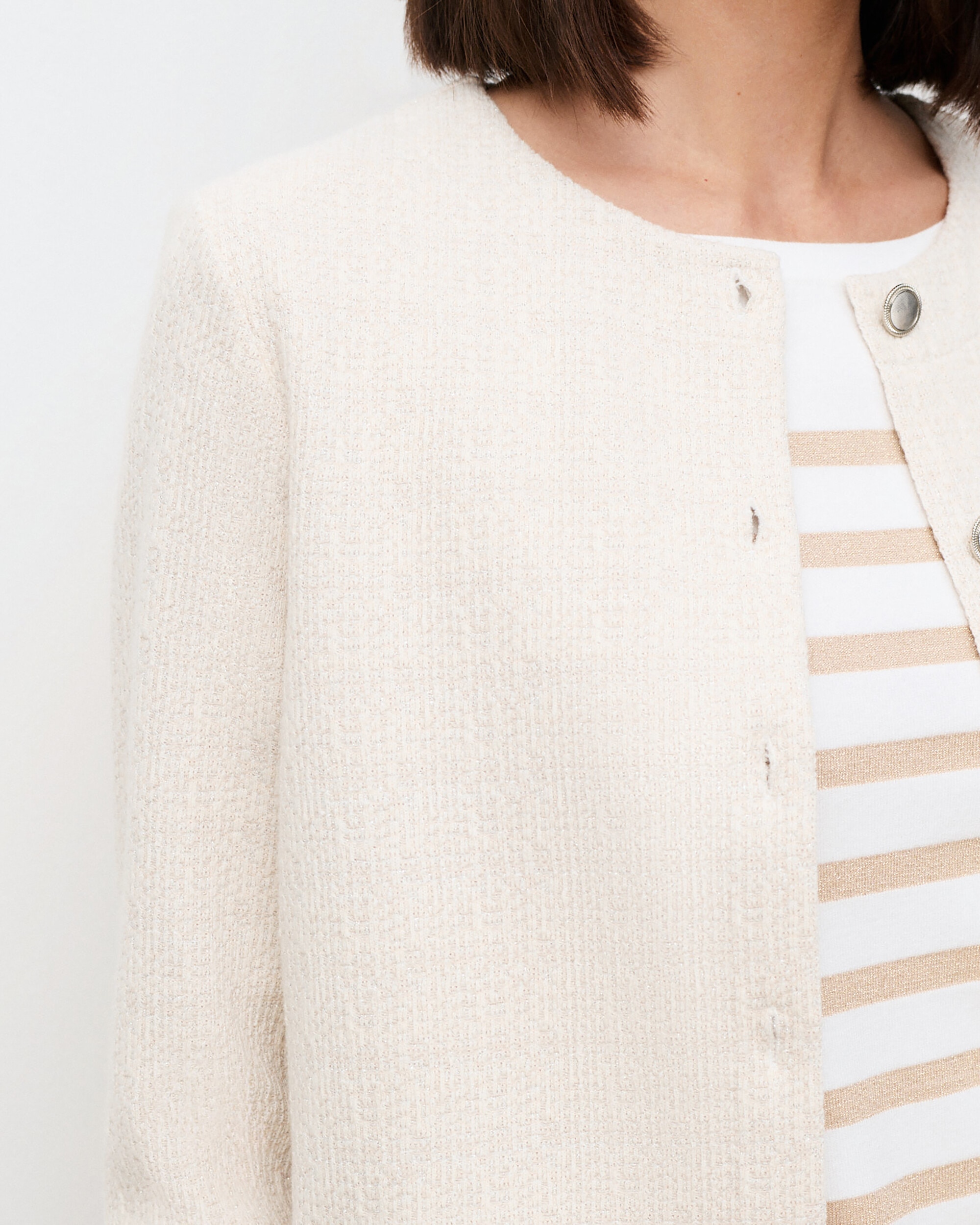 Chaqueta de mujer con bolsillos de corte entallado - Caroll - Crema Crema-3