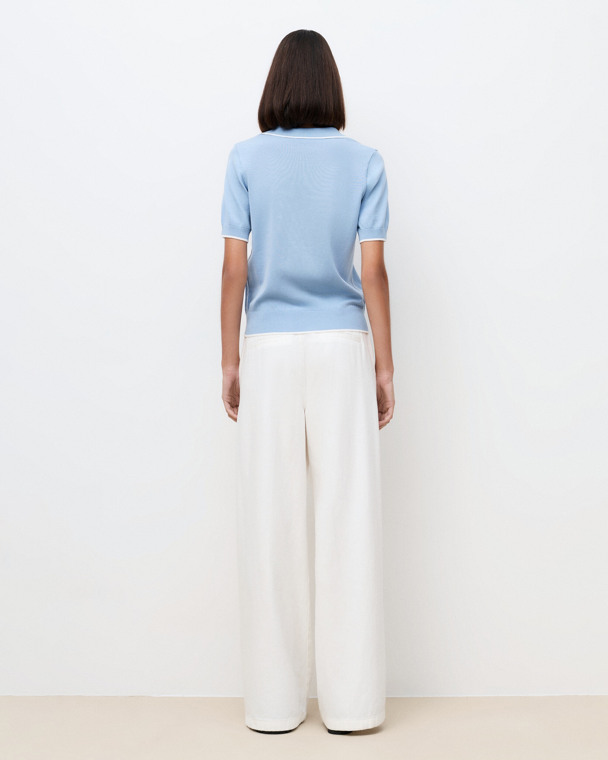 Jersey de mujer de manga corta y escote pico con - Caroll - Azul Azul-2