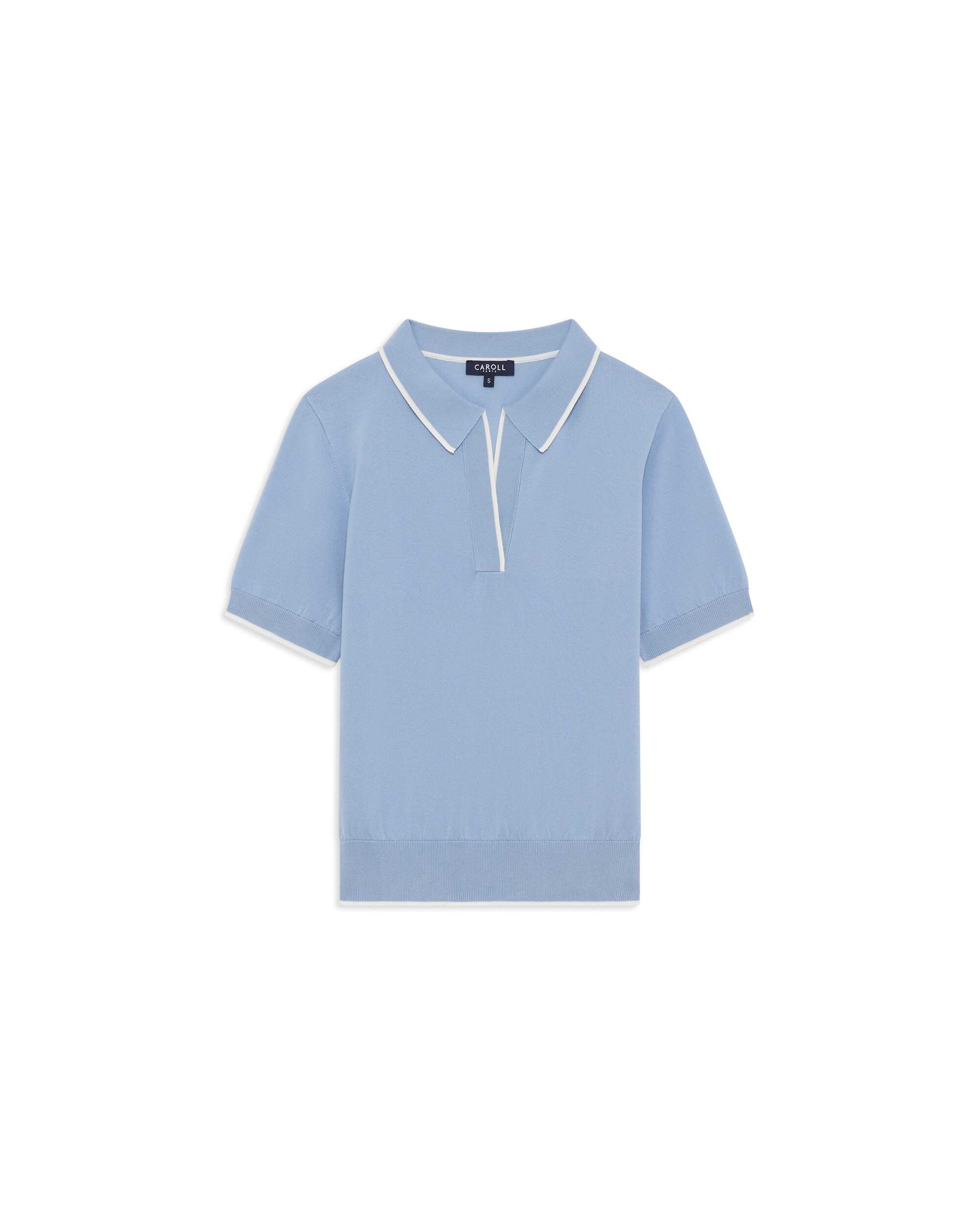 Jersey de mujer de manga corta y escote pico con - Caroll - Azul Azul-4