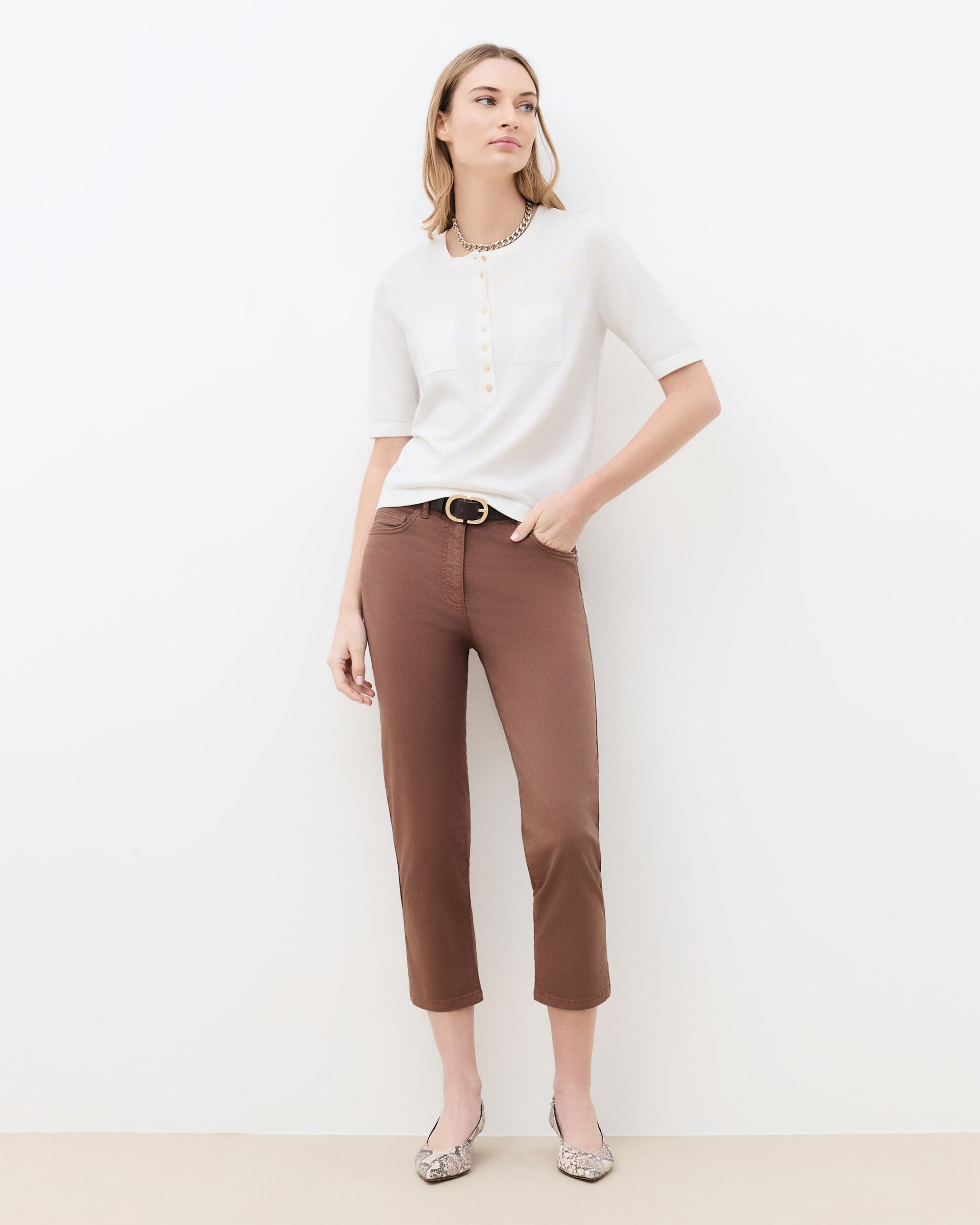 Caroll - Jersey de mujer de mujer con bolsillos y manga corta.