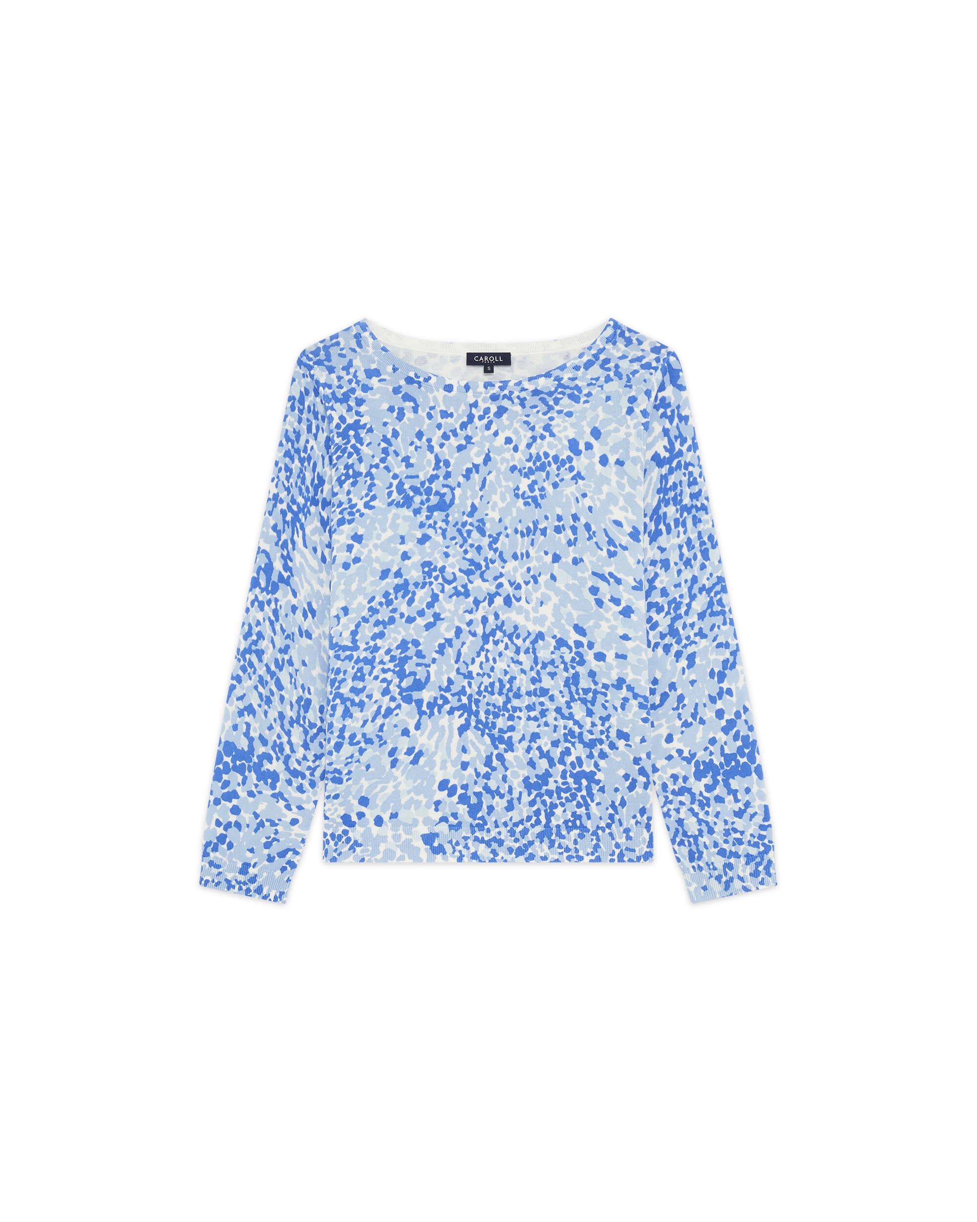 Jersey de mujer de mujer con estampado fantasía y escote barco - Caroll - Azul / Blanco Azul / Blanco-4