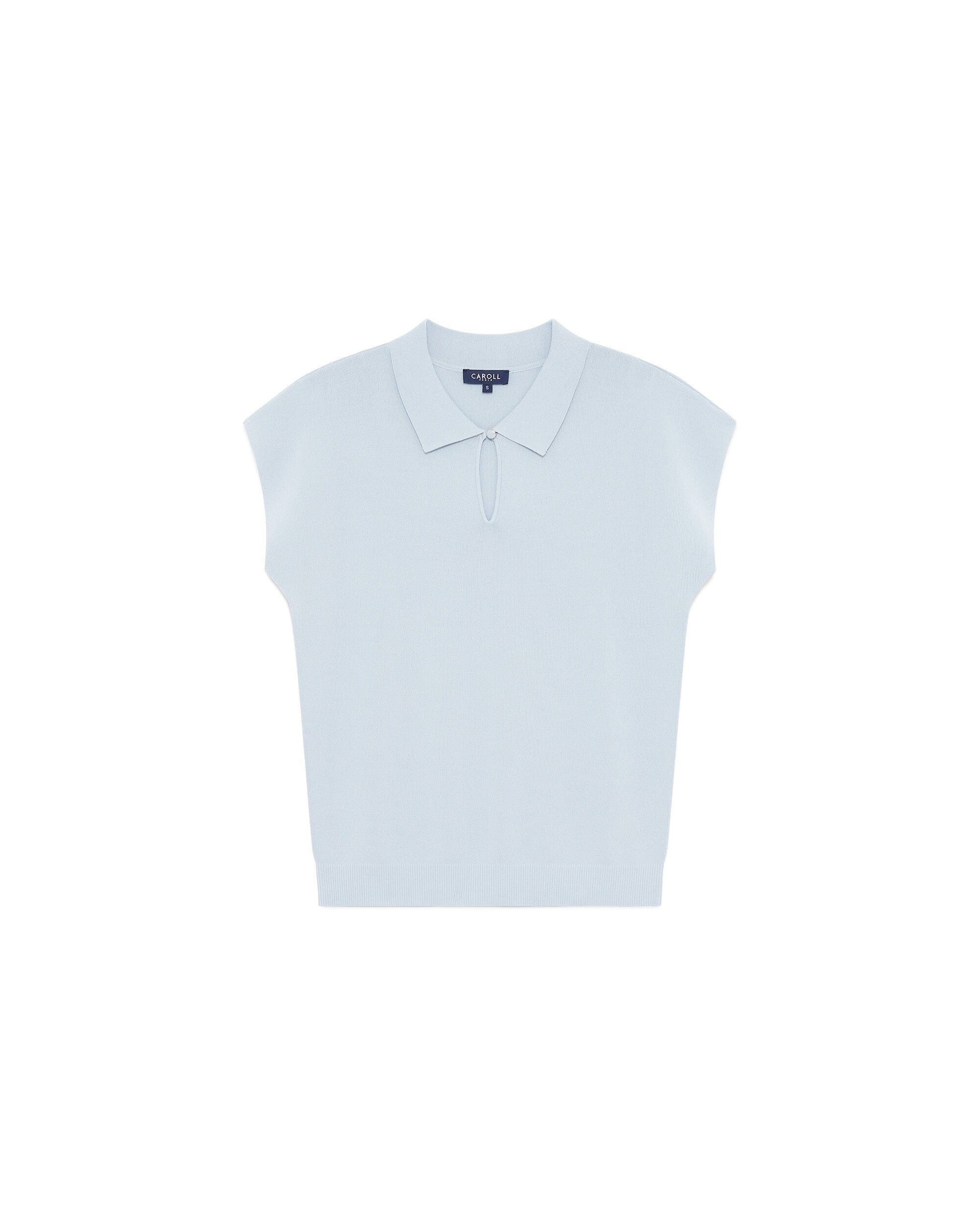 Jersey de mujer de punto ligero con cuello polo - Caroll - Azul claro Azul claro-4