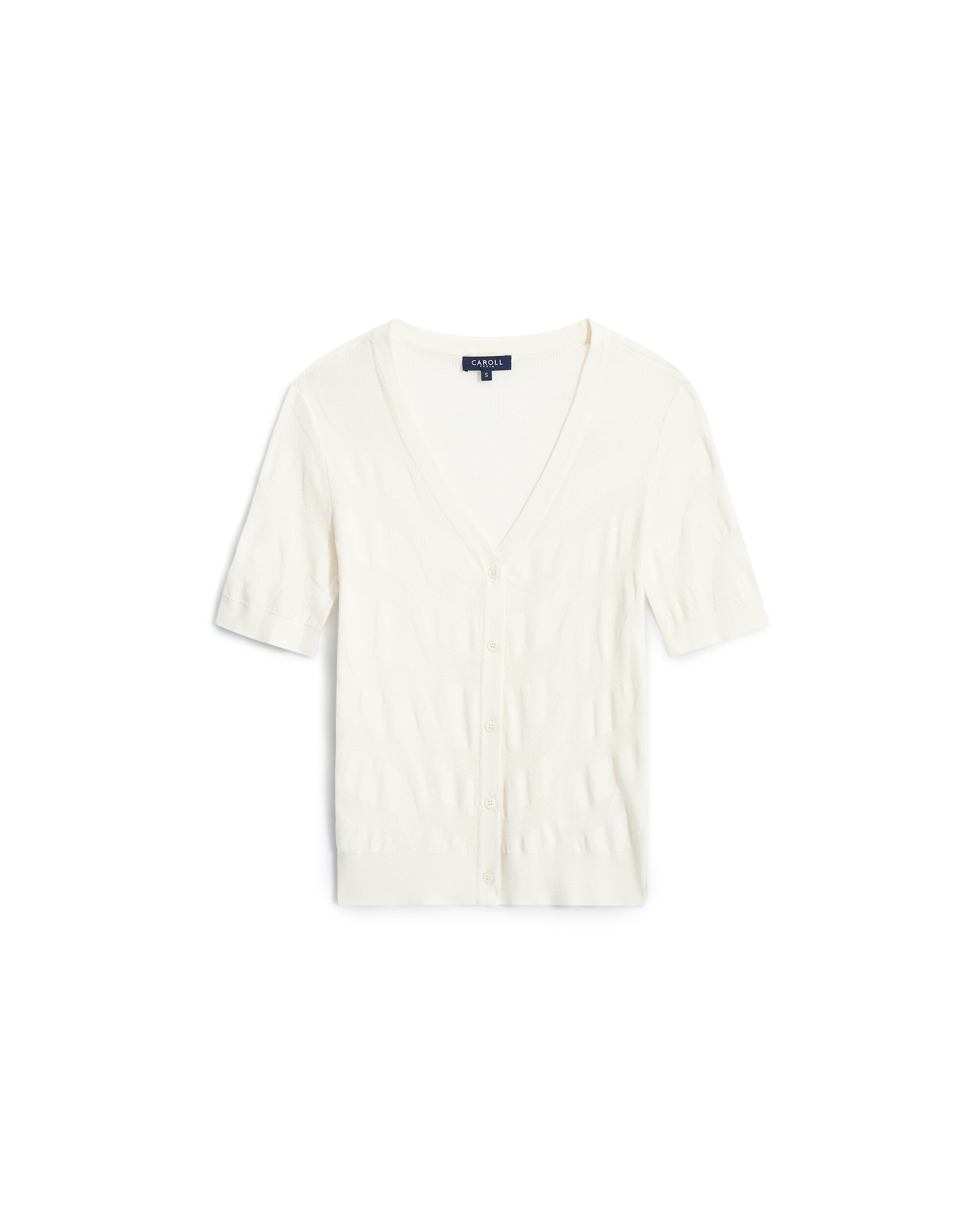 Cardigan de mujer en punto ligero con manga corta - Caroll - Natural Natural-4
