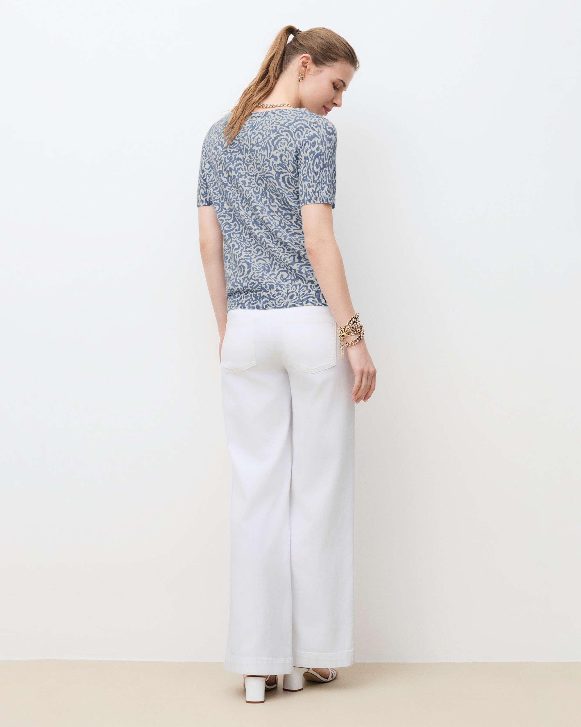 Camiseta de mujer de punto ligero con estampado - Caroll - Azul Azul-2