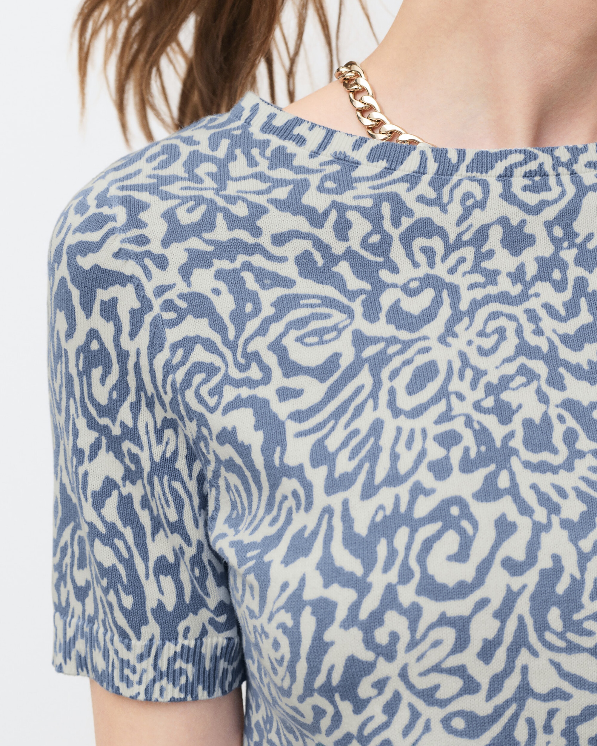 Camiseta de mujer de punto ligero con estampado - Caroll - Azul Azul-3