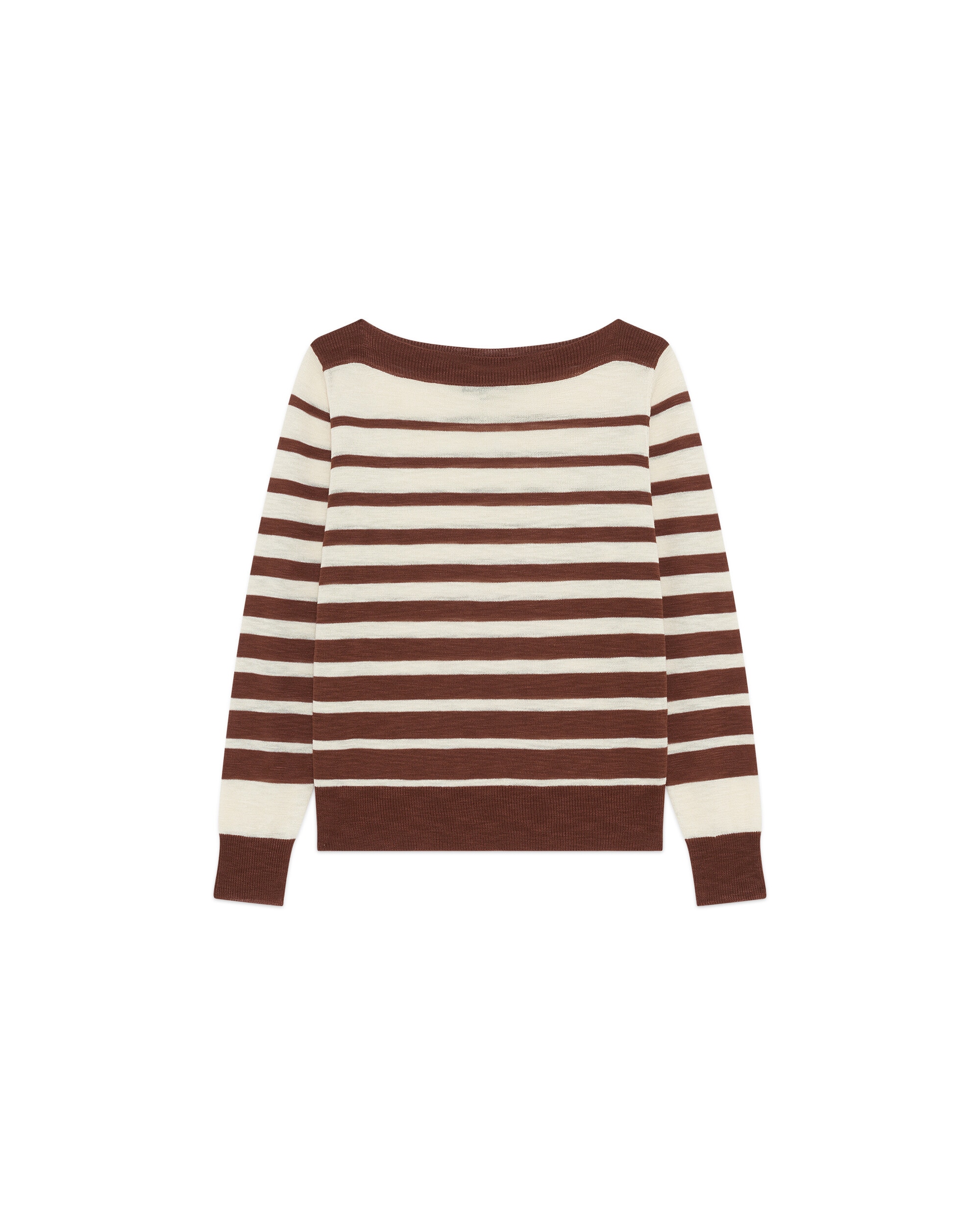 Jersey de mujer con escote barco y estampado de rayas - Caroll - Marrón Marrón-4