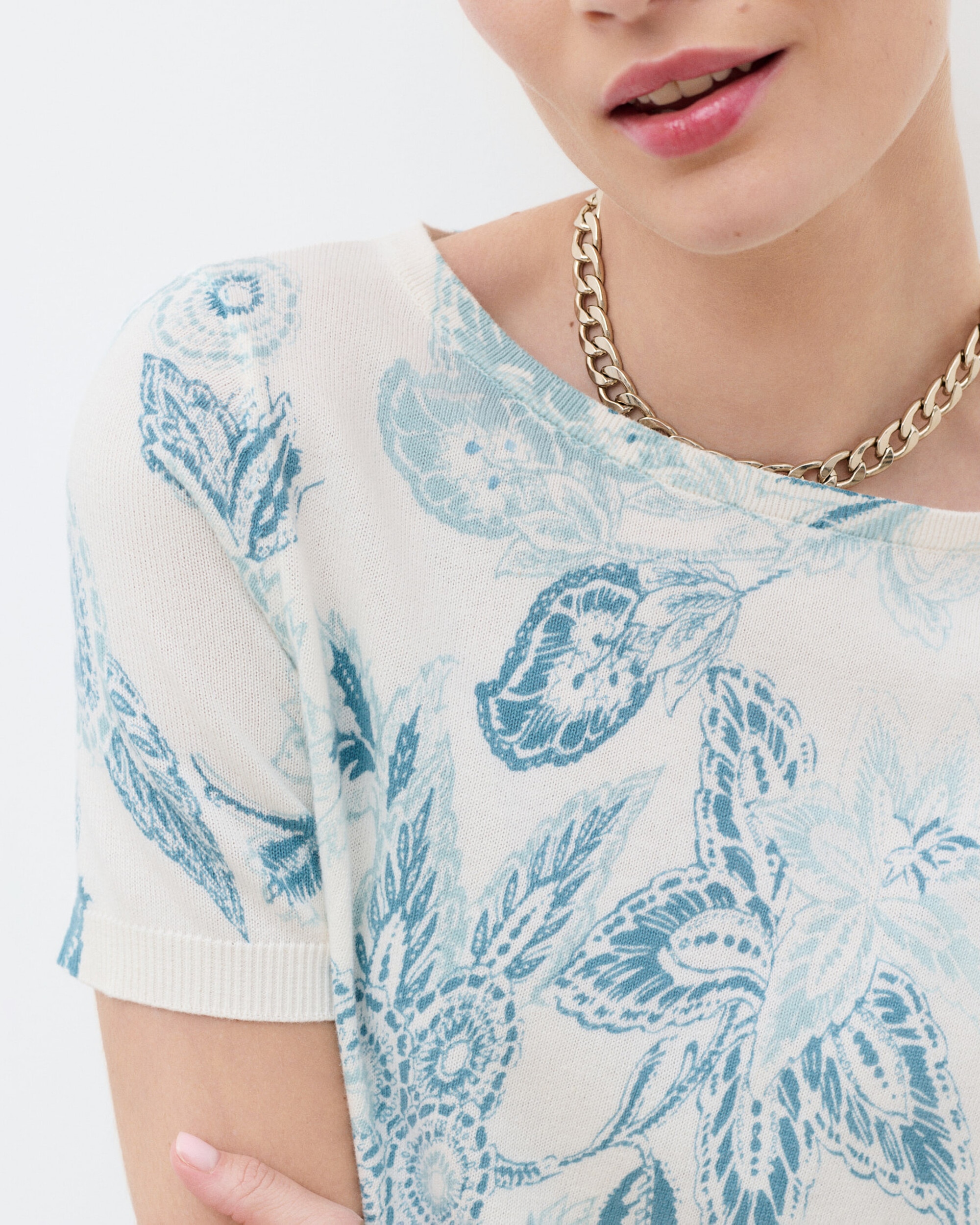 Camiseta de mujer de punto ligero con estampado - Caroll - Crudo Crudo-3