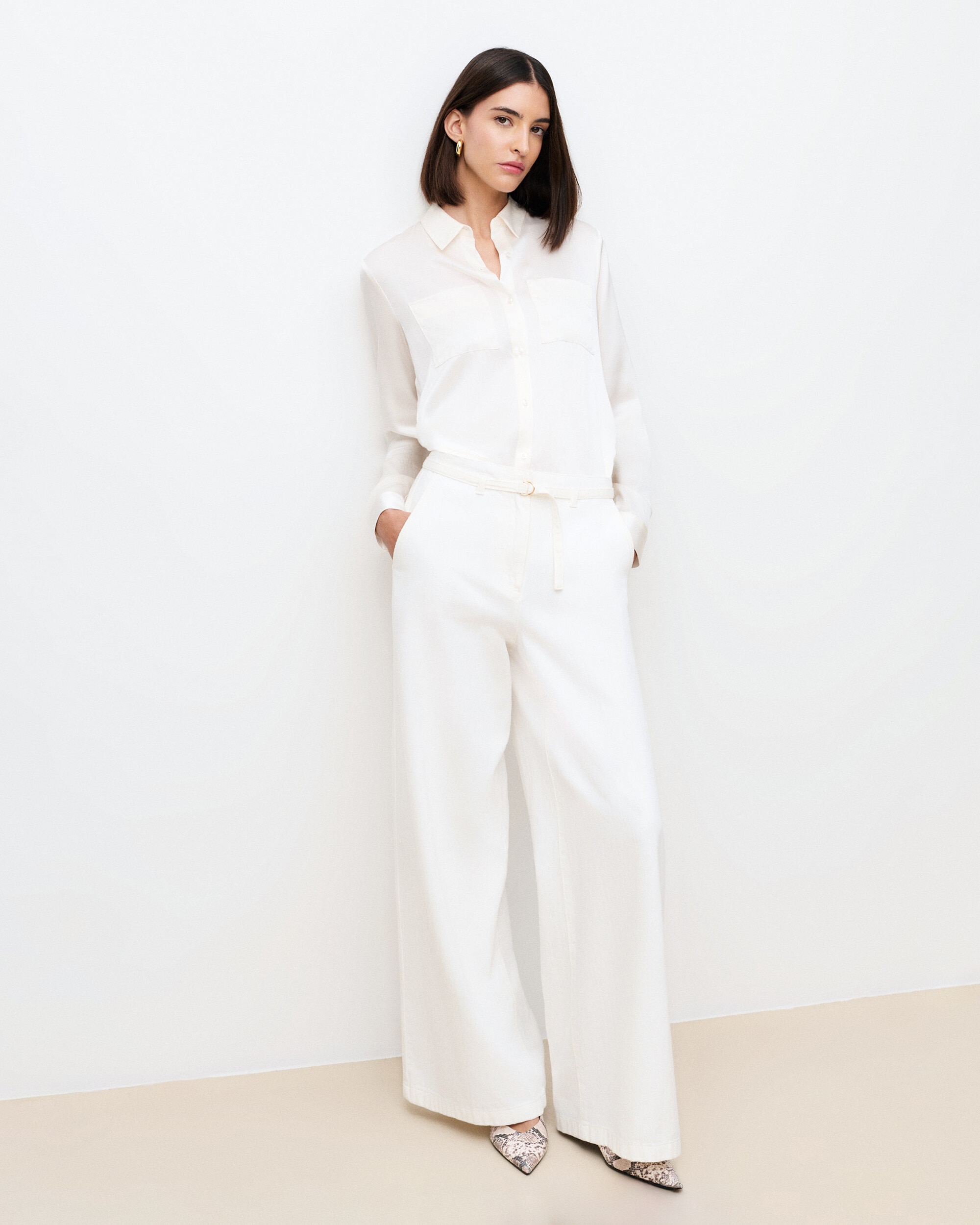 Caroll - Pantalón ancho de mujer con cinturón.