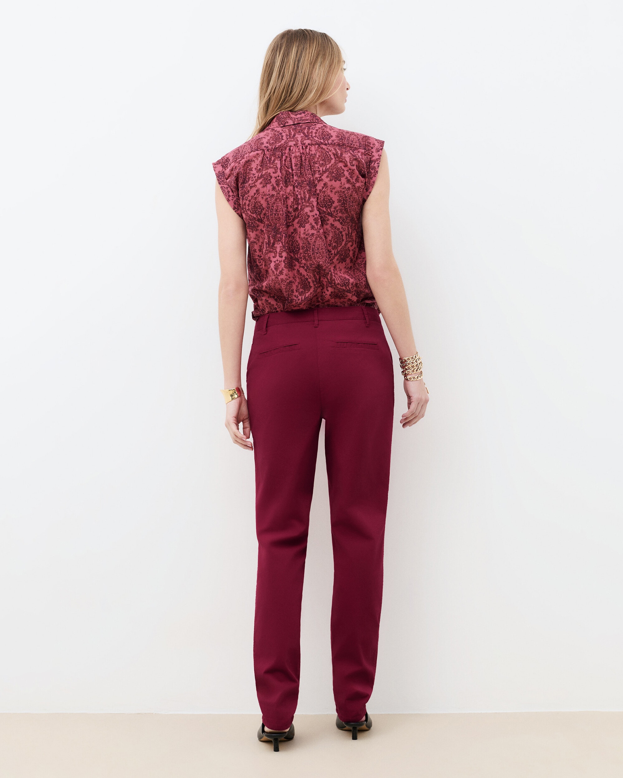Pantalón recto de mujer - Caroll - Rosa Rosa-2