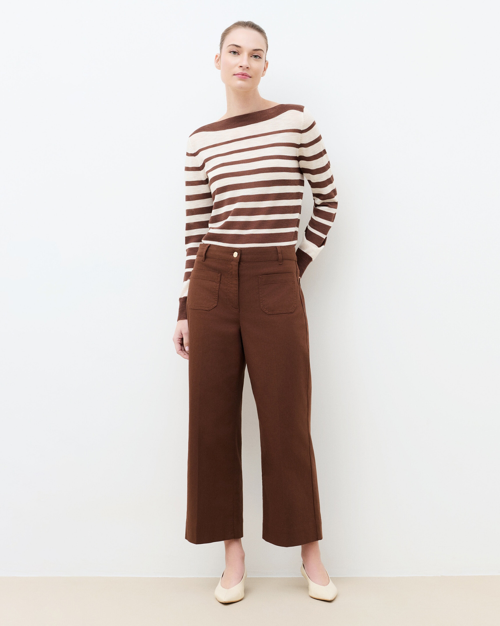 Caroll - Pantalón ancho de mujer con bolsillos corte 7 8.