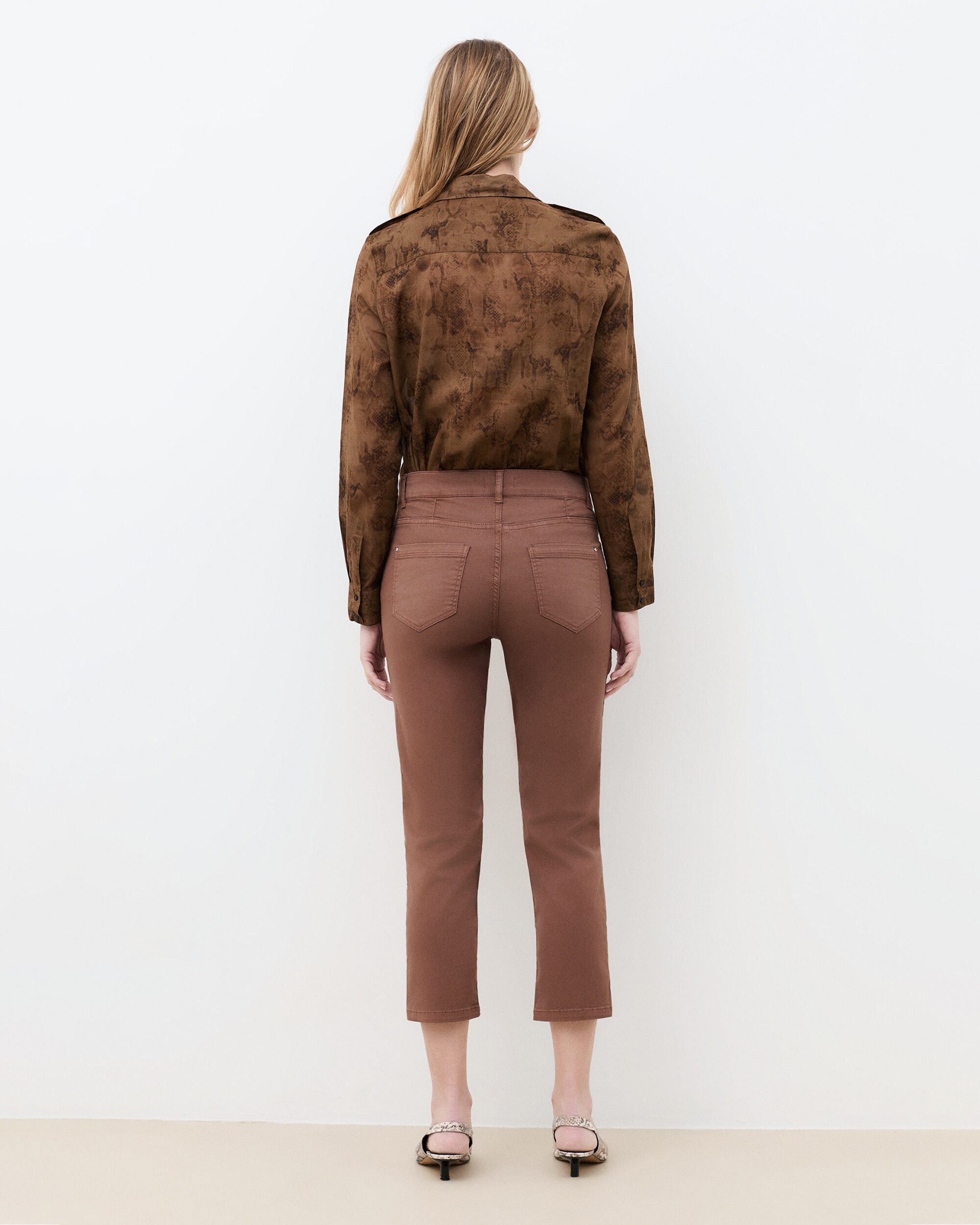Pantalón de mujer 5 bolsillos skinny estilo 7/8 - Caroll - Marrón Marrón-2