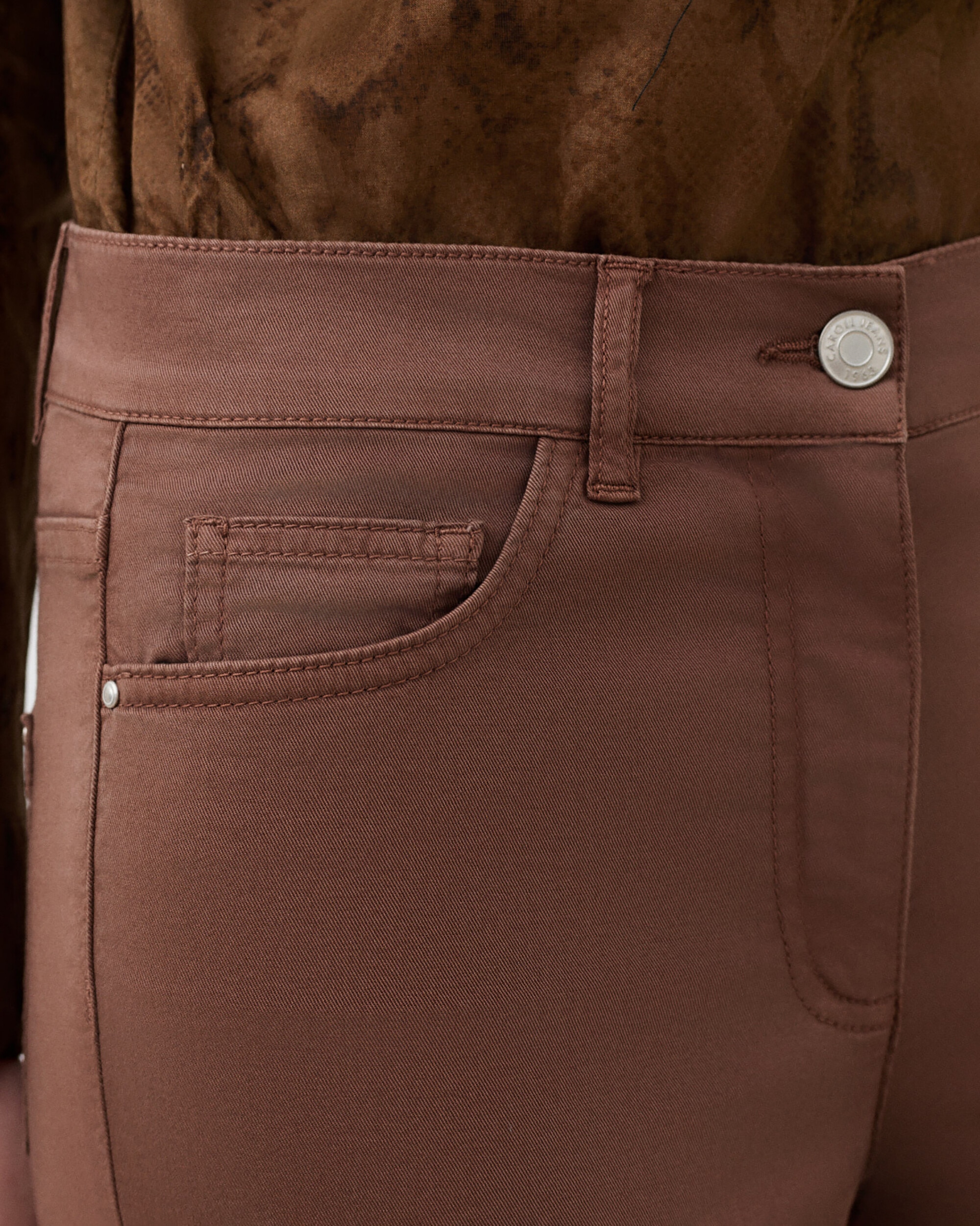 Pantalón de mujer 5 bolsillos skinny estilo 7/8 - Caroll - Marrón Marrón-4