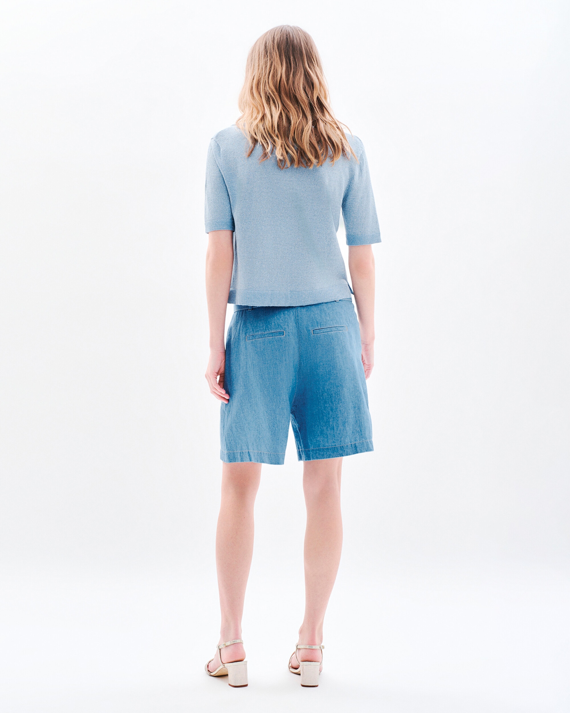 Short vaquero de mujer con cinturón - Caroll - Azul denim Azul denim-2