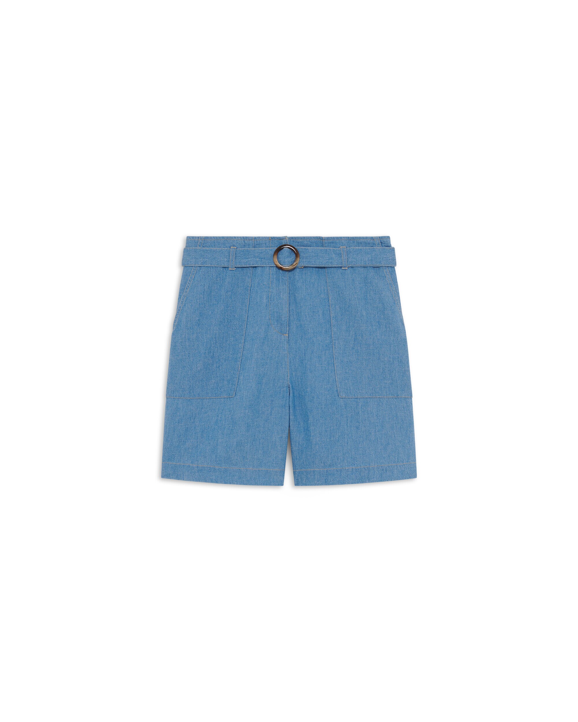 Short vaquero de mujer con cinturón - Caroll - Azul denim Azul denim-4
