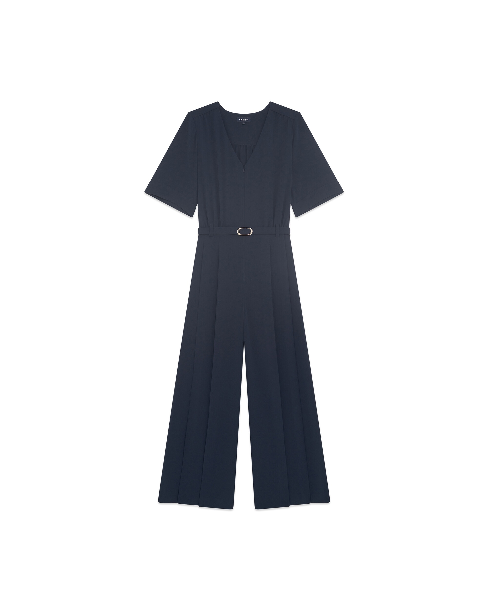 Mono de mujer con escote pico y manga corta - Caroll - Azul marino Azul marino-4