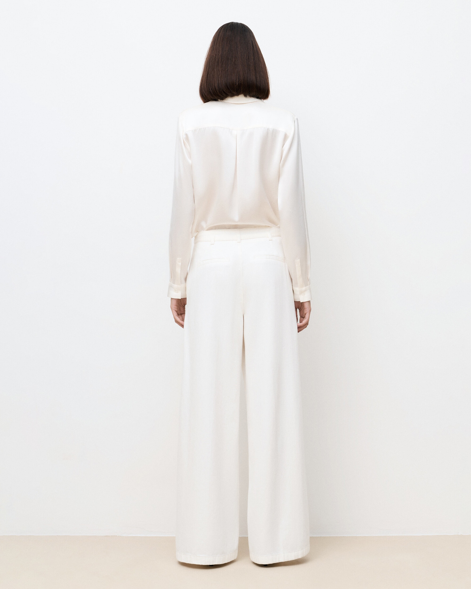 Pantalón ancho de mujer con cinturón - Caroll - Crema Crema-2