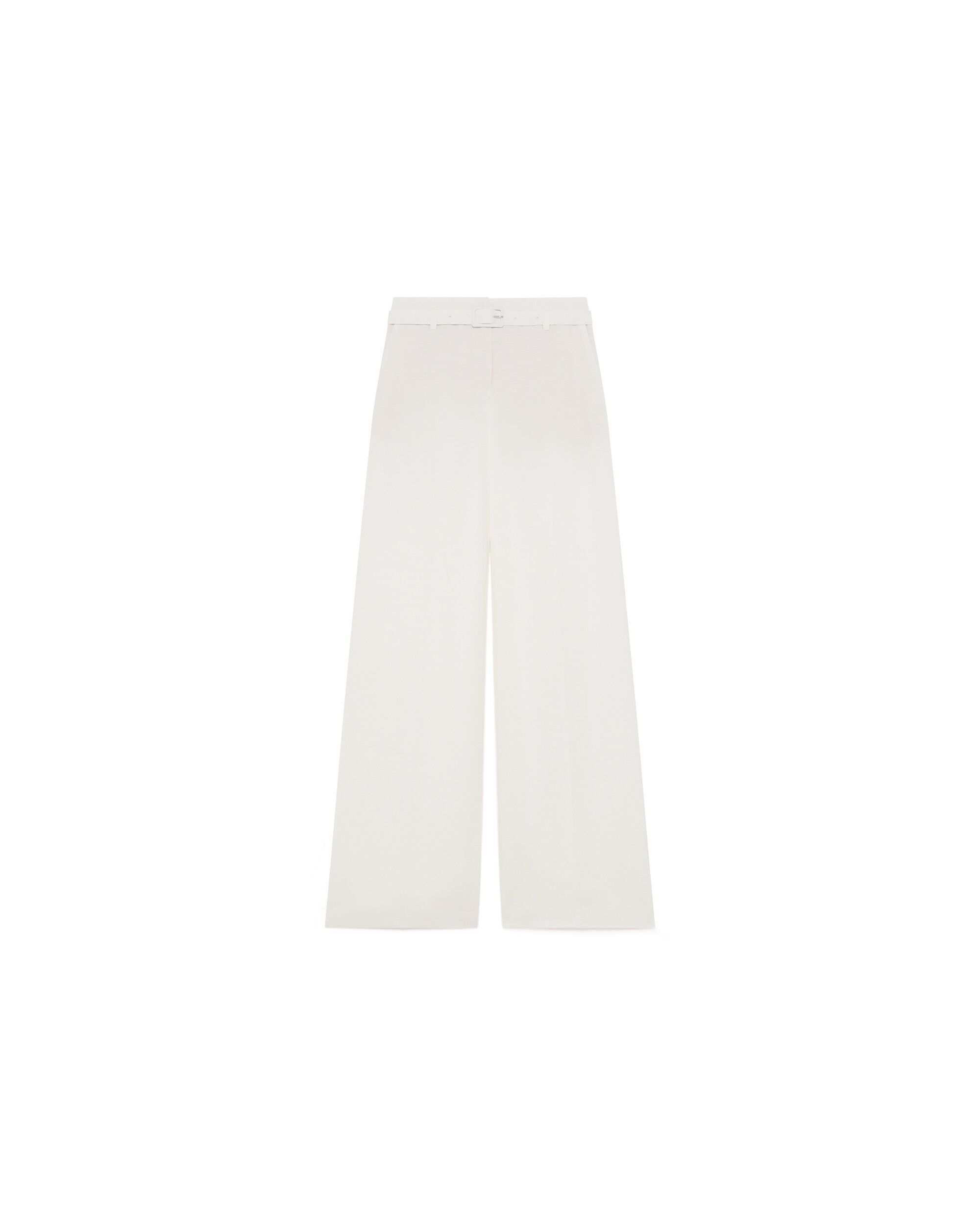 Pantalón ancho de mujer con cinturilla en lino - Caroll - Blanco Blanco-4