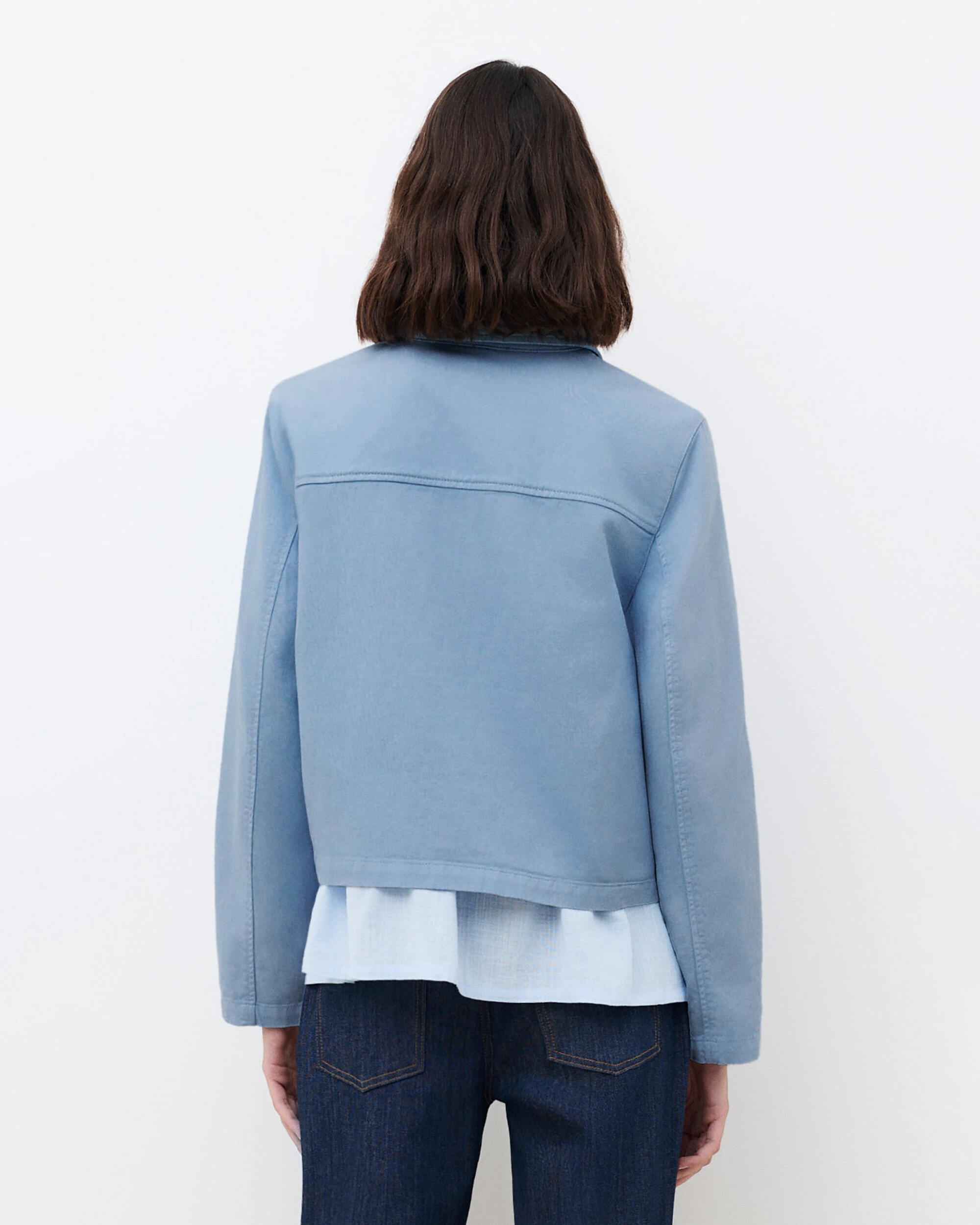 Chaqueta de mujer corte crop con bolsillos frontales - Caroll - Azul claro Azul claro-2