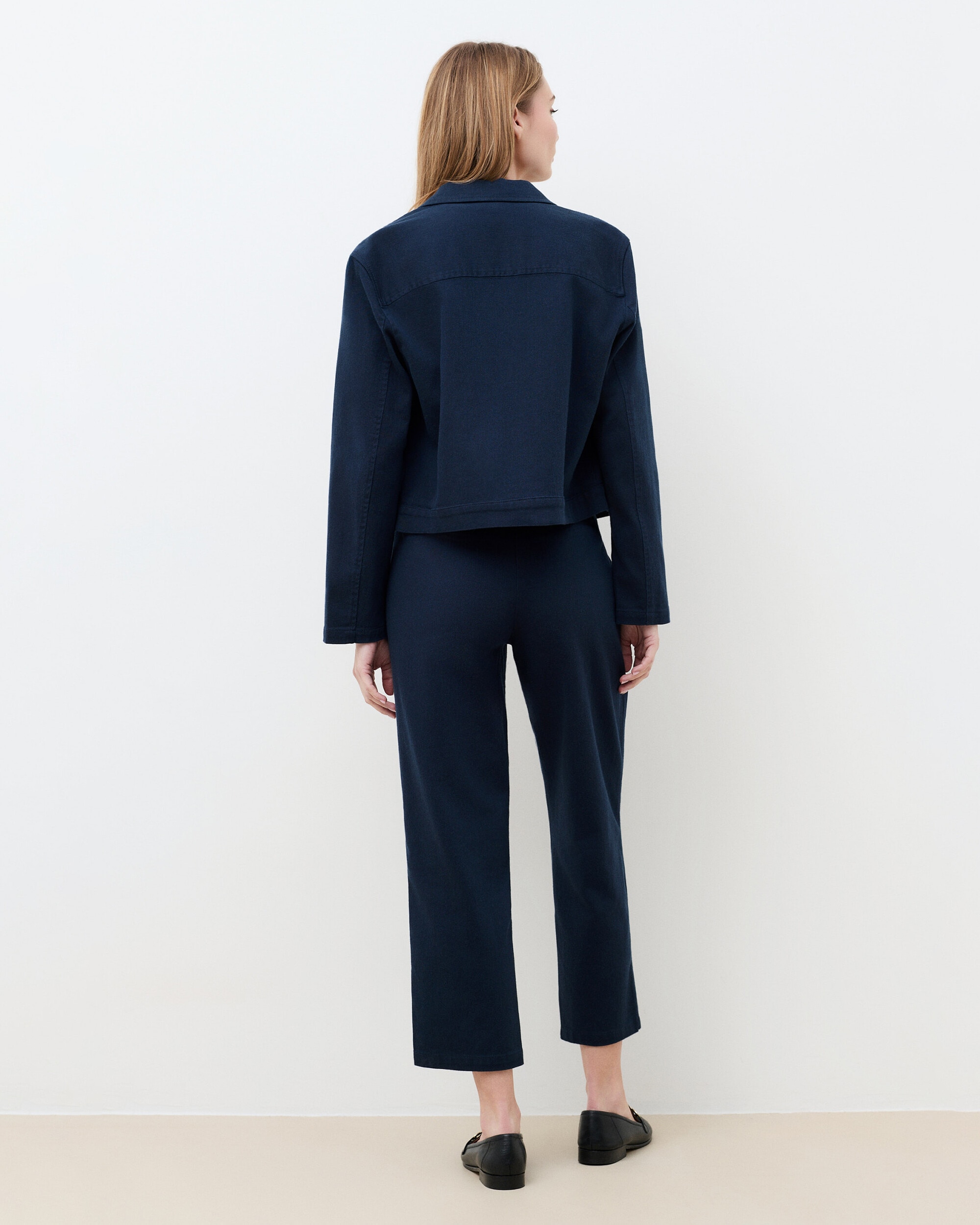 Chaqueta de mujer corte crop con bolsillos frontales - Caroll - Azul marino Azul marino-2